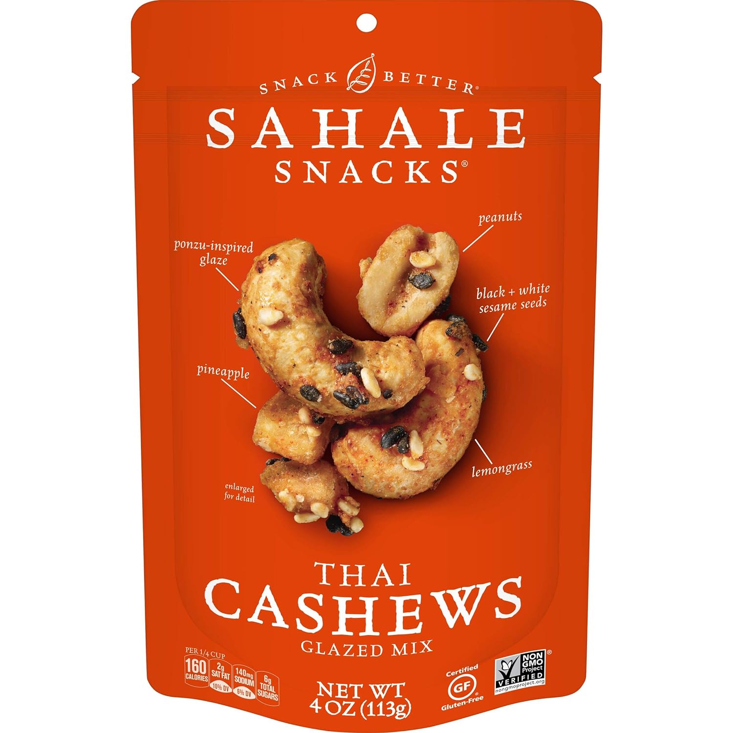 Sahale Snacks Thai Cashews Glazed Mix 4oz Bag - High-quality Nuts, Seeds and Fruits by Sahale Snacks at BariatricPal Store