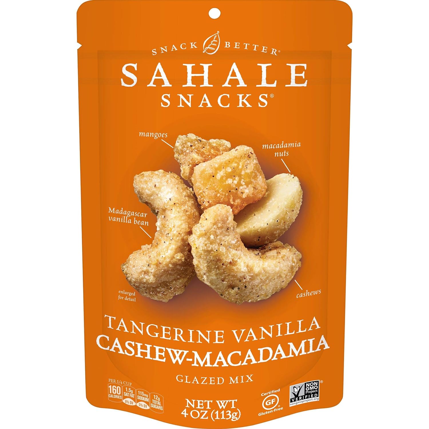Sahale Snacks Tangerine Vanilla Cashew Macadamia Glazed Mix 4oz Bag - High-quality Nuts, Seeds and Fruits by Sahale Snacks at BariatricPal Store