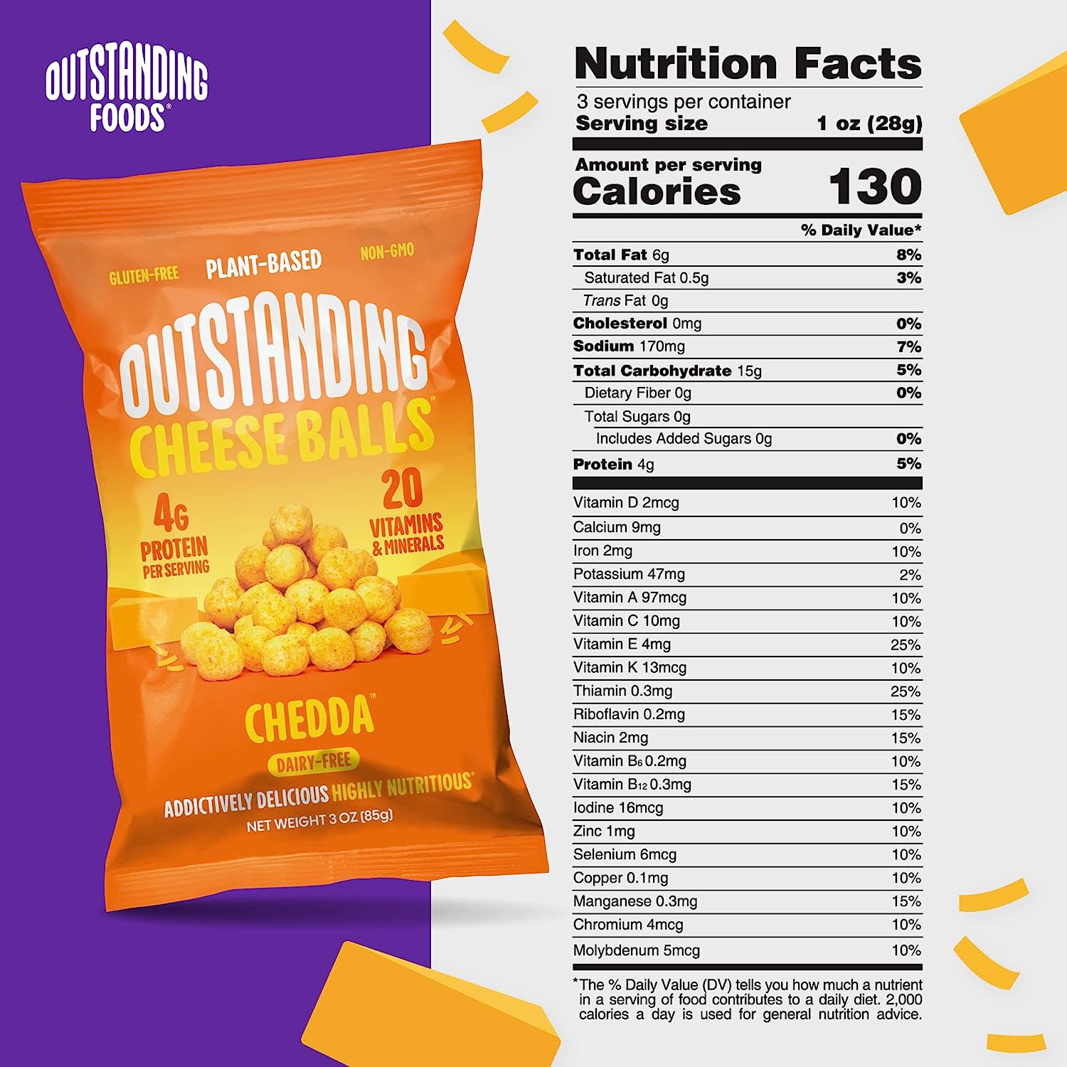 Cheese Balls by Outstanding Foods - Chedda (Plant Based & Dairy-Free!) - High-quality Cheese Snacks by Outstanding Foods at 