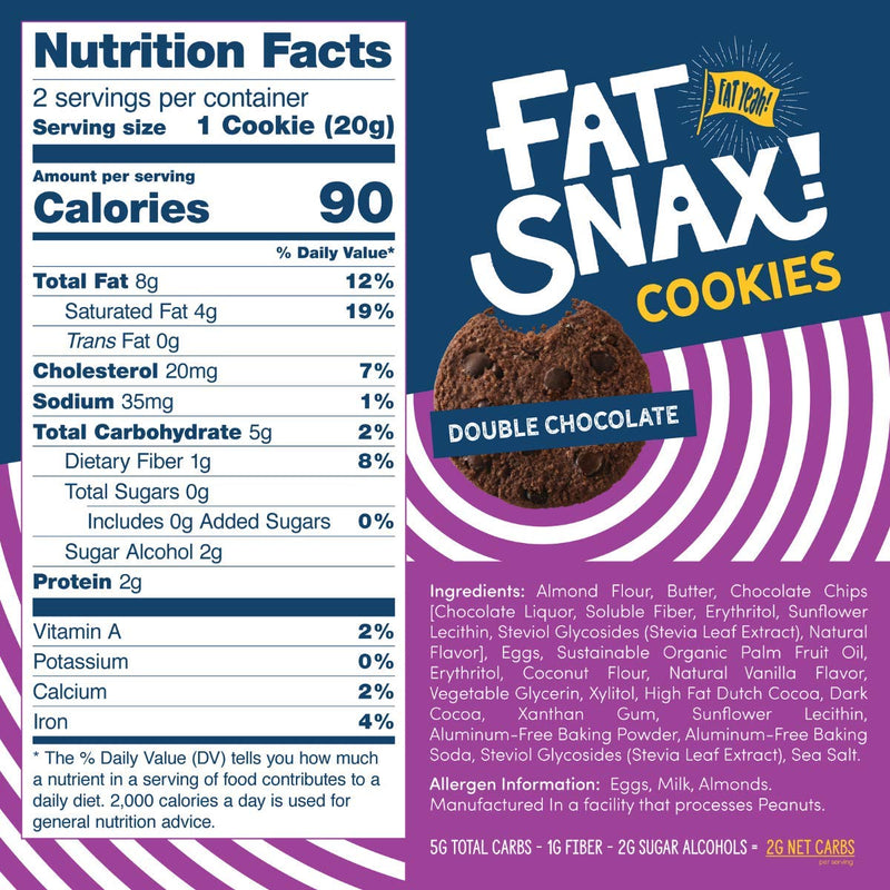 Fat Snax Cookies - Double Chocolate Chip - High-quality Protein Cookies by Fat Snax at 