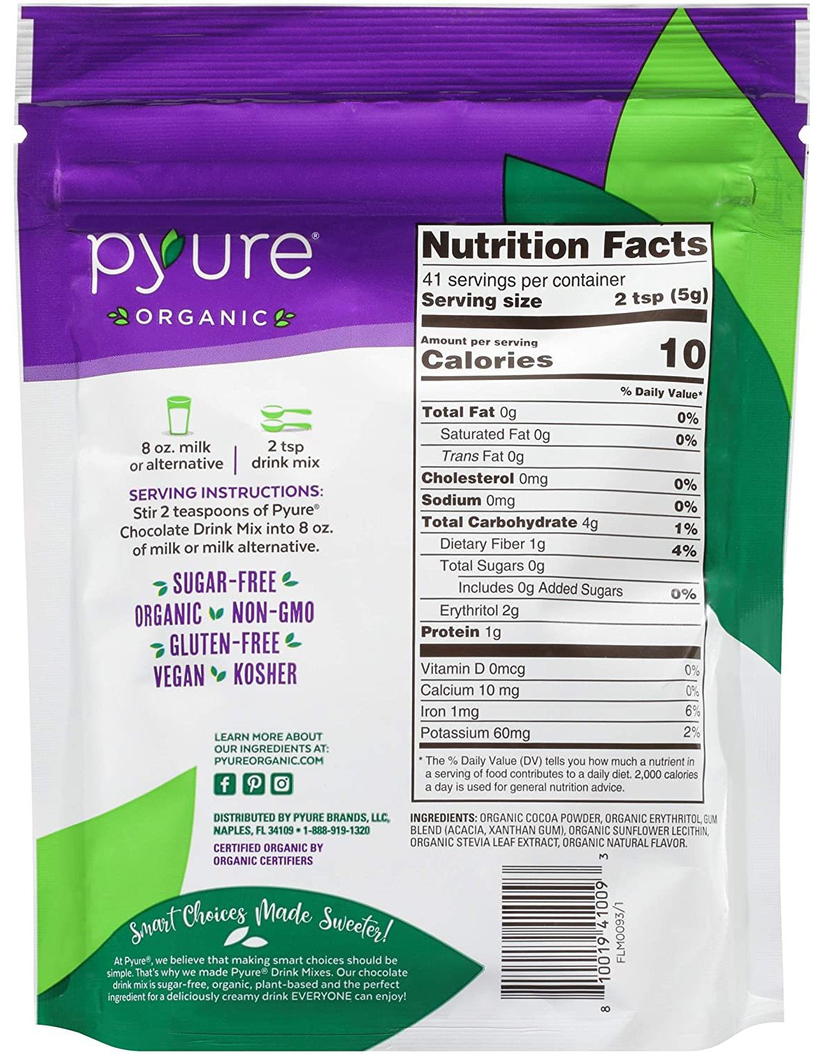 Pyure Sugar Free Chocolate Drink Mix 7.23 oz - High-quality Gluten Free by Pyure at BariatricPal Store
