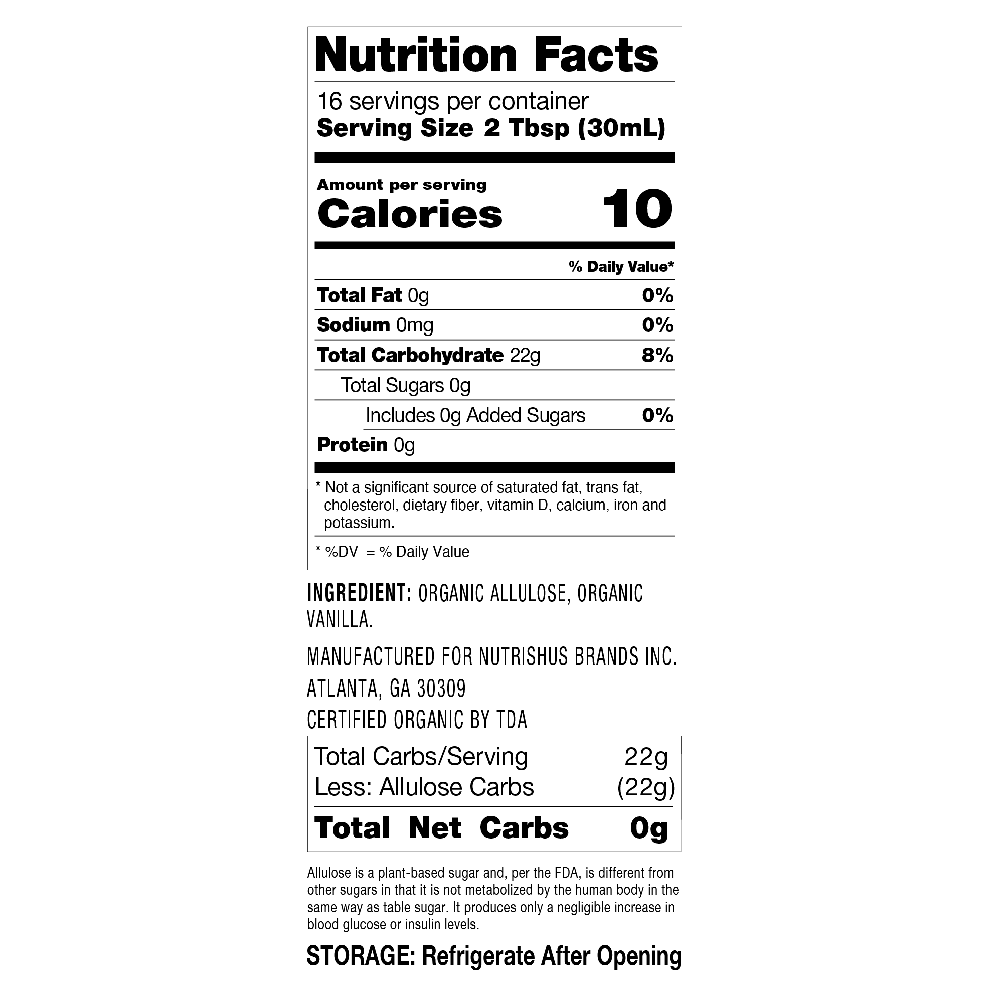 RxSugar Organic Syrup (16 oz) - Vanilla - High-quality Syrups by RxSugar at BariatricPal Store