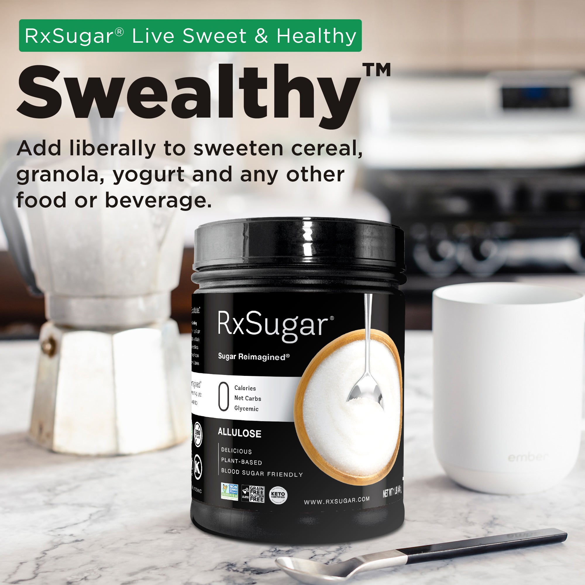 RxSugar Allulose Sugar Canister - High-quality Sugar Substitute by RxSugar at BariatricPal Store