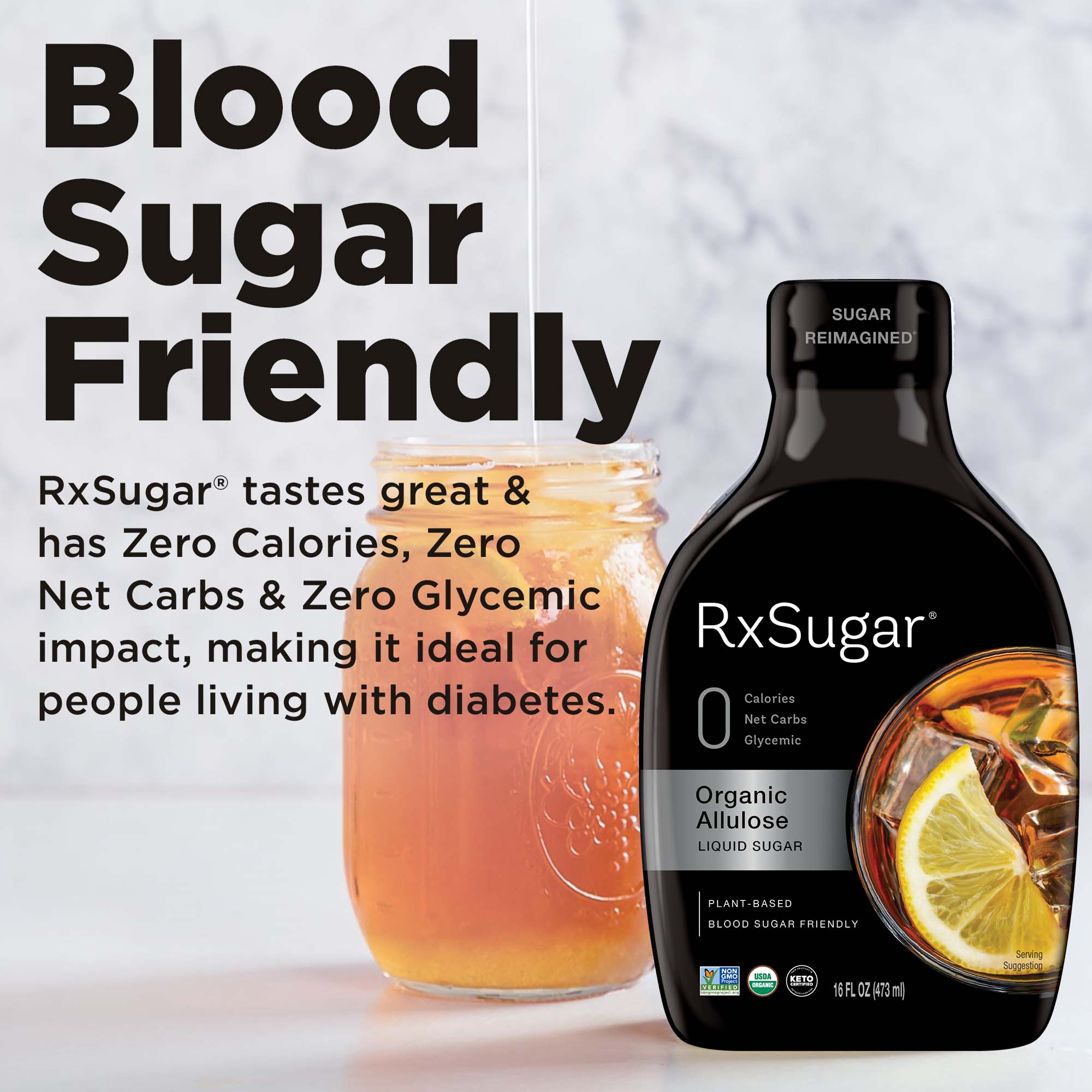RxSugar Organic Liquid Sugar 16 oz - High-quality Sugar Substitute by RxSugar at BariatricPal Store