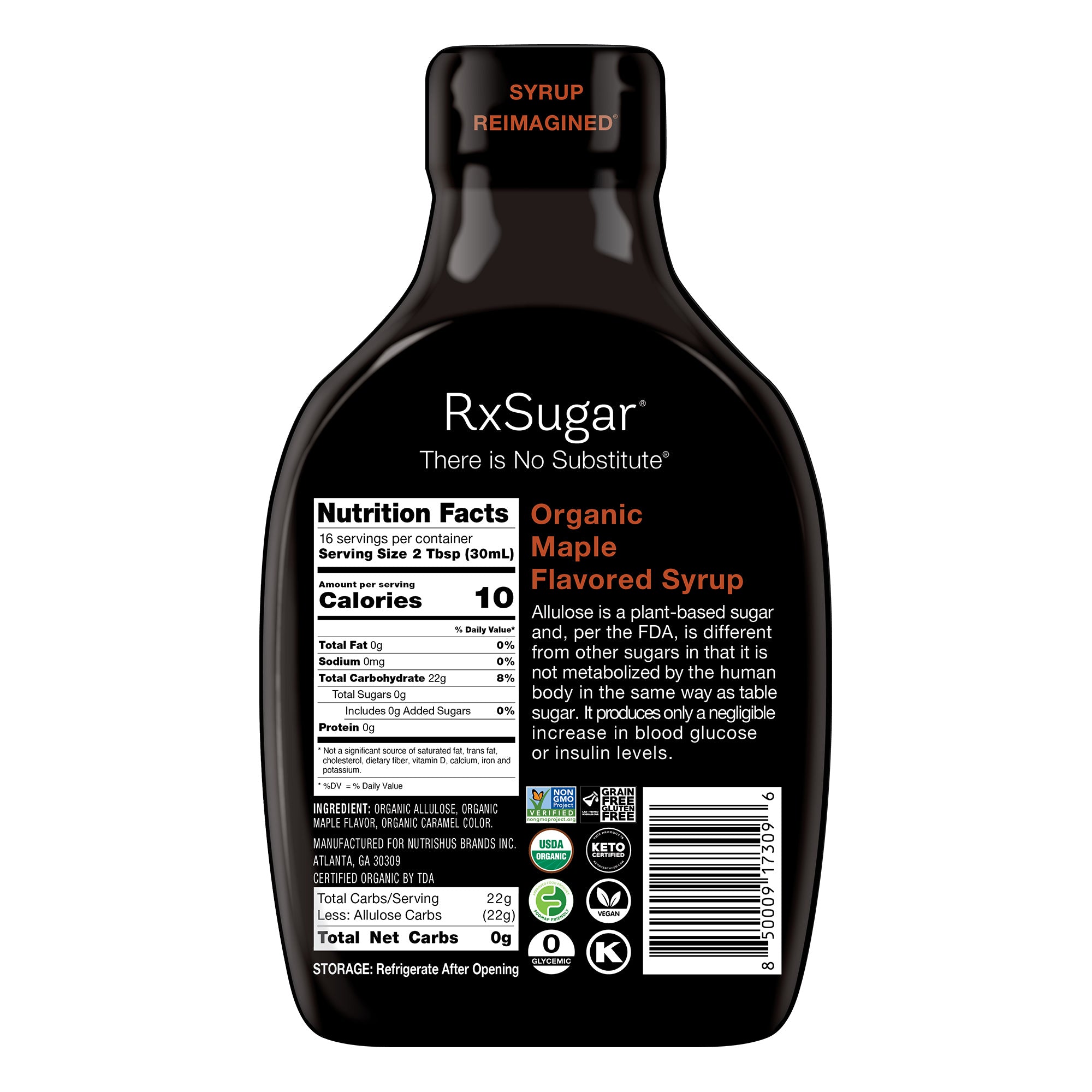 RxSugar Organic Syrup (16 oz) - Pancake - High-quality Syrups by RxSugar at BariatricPal Store