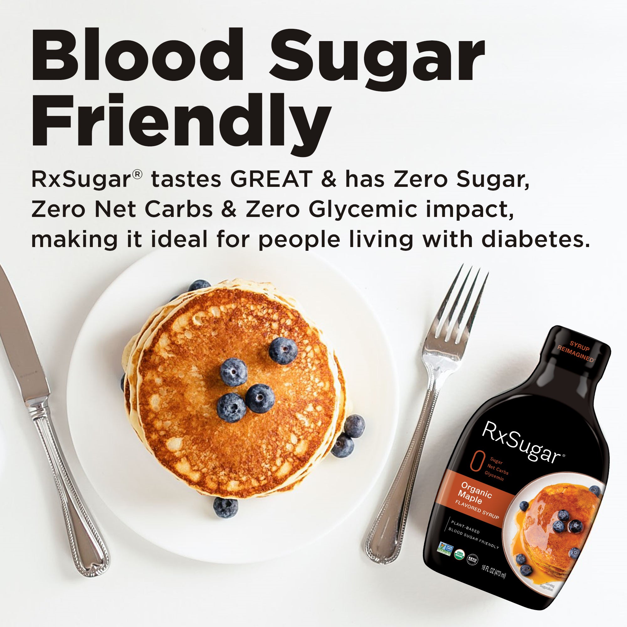 RxSugar Organic Syrup (16 oz) - Pancake - High-quality Syrups by RxSugar at BariatricPal Store