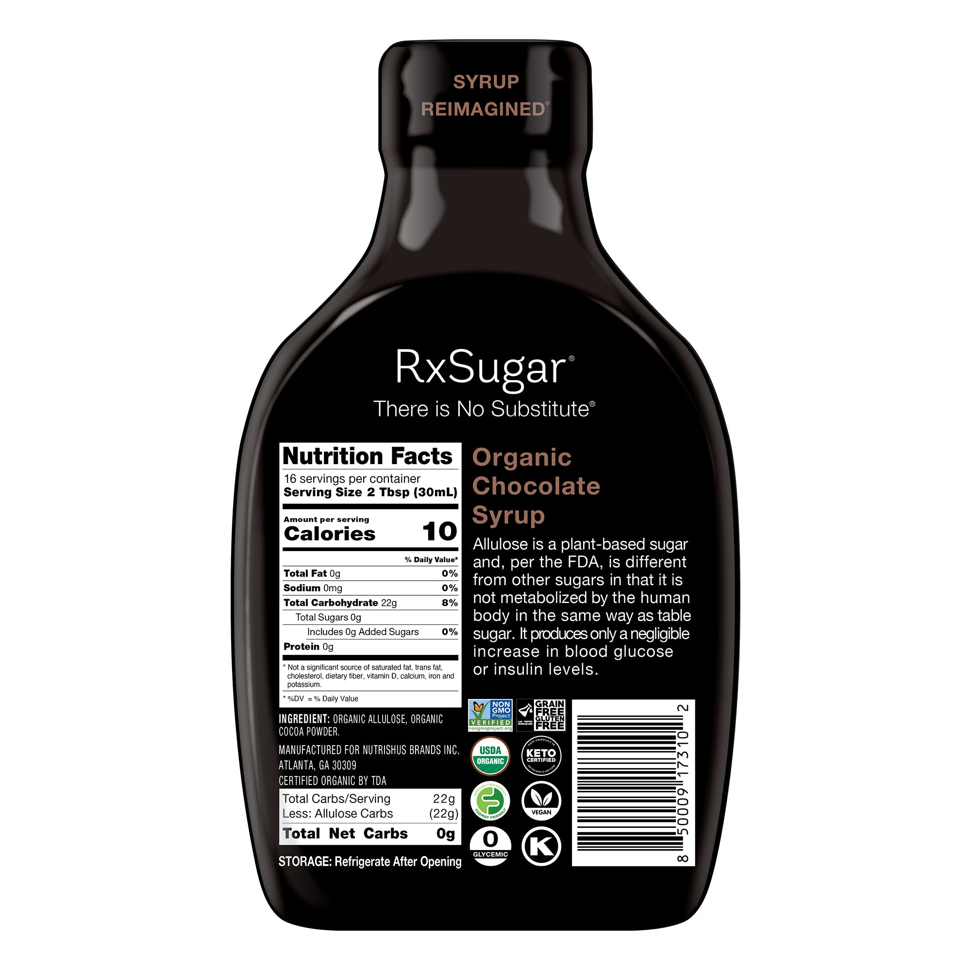 RxSugar Organic Syrup (16 oz) - Chocolate - High-quality Syrups by RxSugar at BariatricPal Store