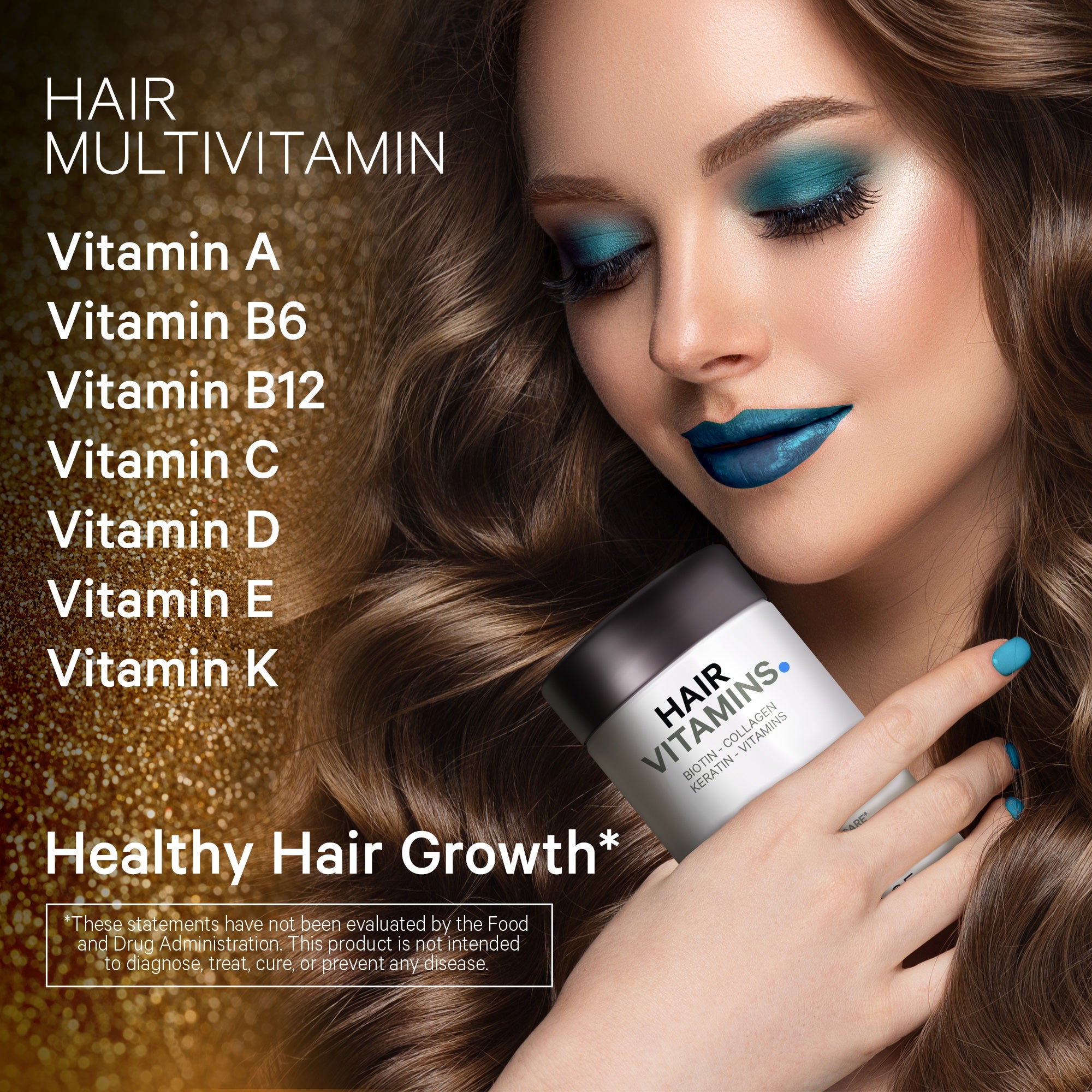 Hair Vitamins with Biotin 10000 mcg Keratin Collagen Zinc Inositol Hair Support Supplement by Codeage - High-quality Hair, Skin & Nails by Codeage at BariatricPal Store