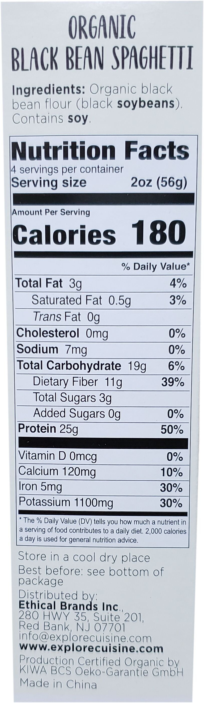 Explore Cuisine Organic Black Bean Spaghetti 8 oz. (227g) - High-quality Gluten Free by Explore Cuisine at BariatricPal Store