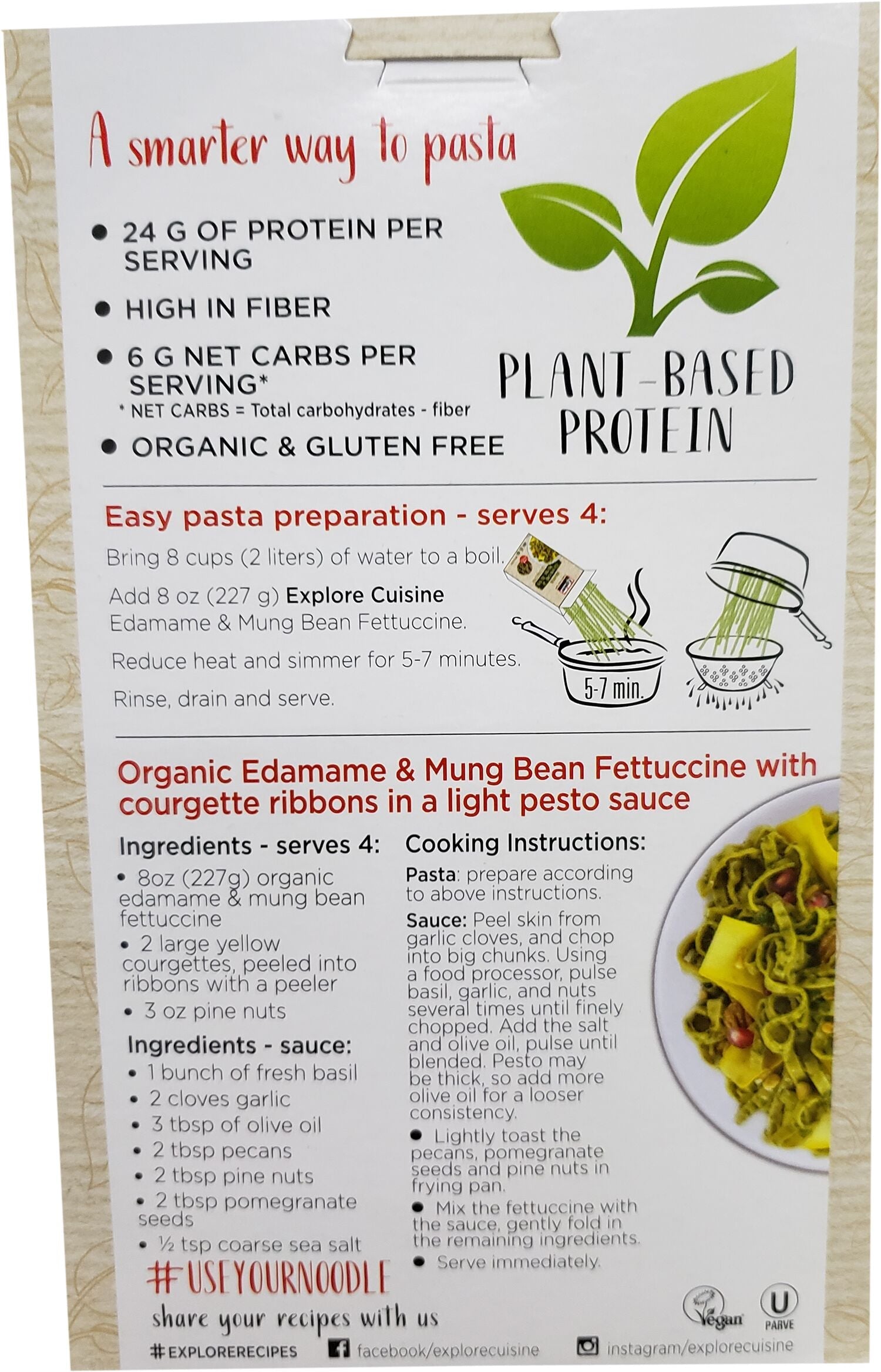 Explore Cuisine Organic Edamame & Mung Bean Fettuccine 8 oz. (227g) - High-quality Gluten Free by Explore Cuisine at BariatricPal Store