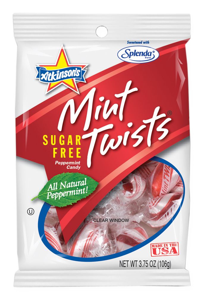 Atkinson's Sugar Free Mint Twists Candy 3.75 oz.