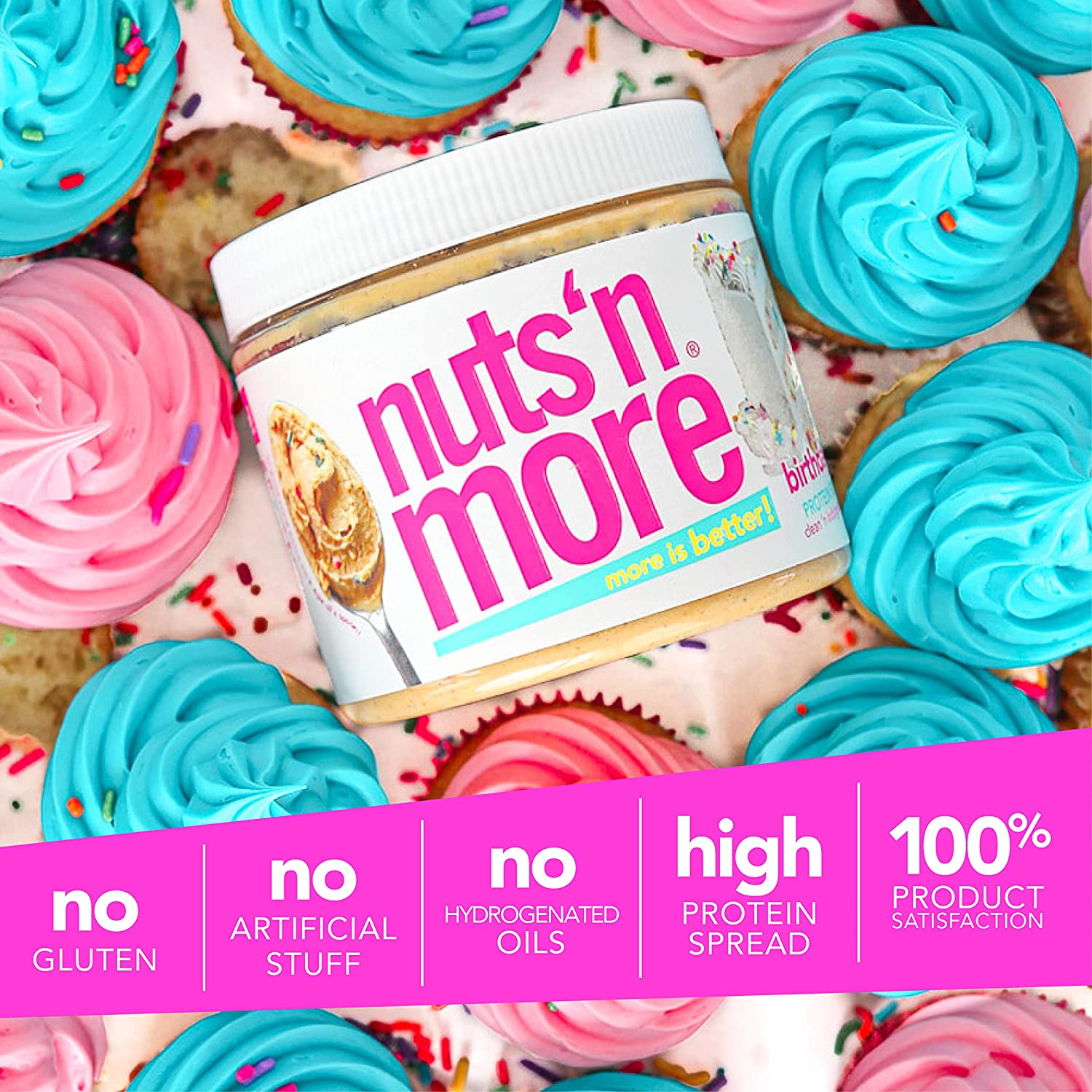 Nuts 'N More High Protein Peanut Butter Spread - Birthday Cake - High-quality Nut Butter by Nuts 'N More at BariatricPal Store