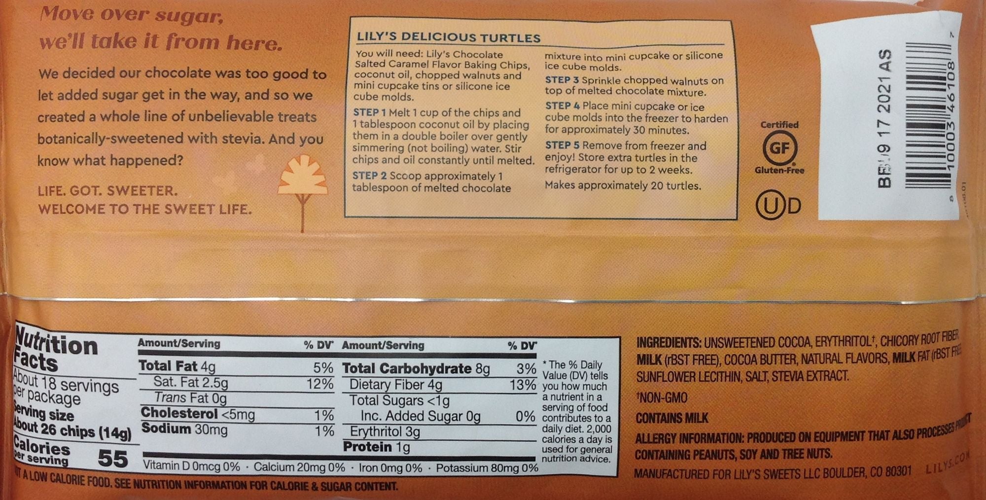 Lily's Sweets Chocolate Salted Caramel Flavor Baking Chips No Sugar Added 9 oz. - High-quality Baking Products by Lily's Sweets at BariatricPal Store