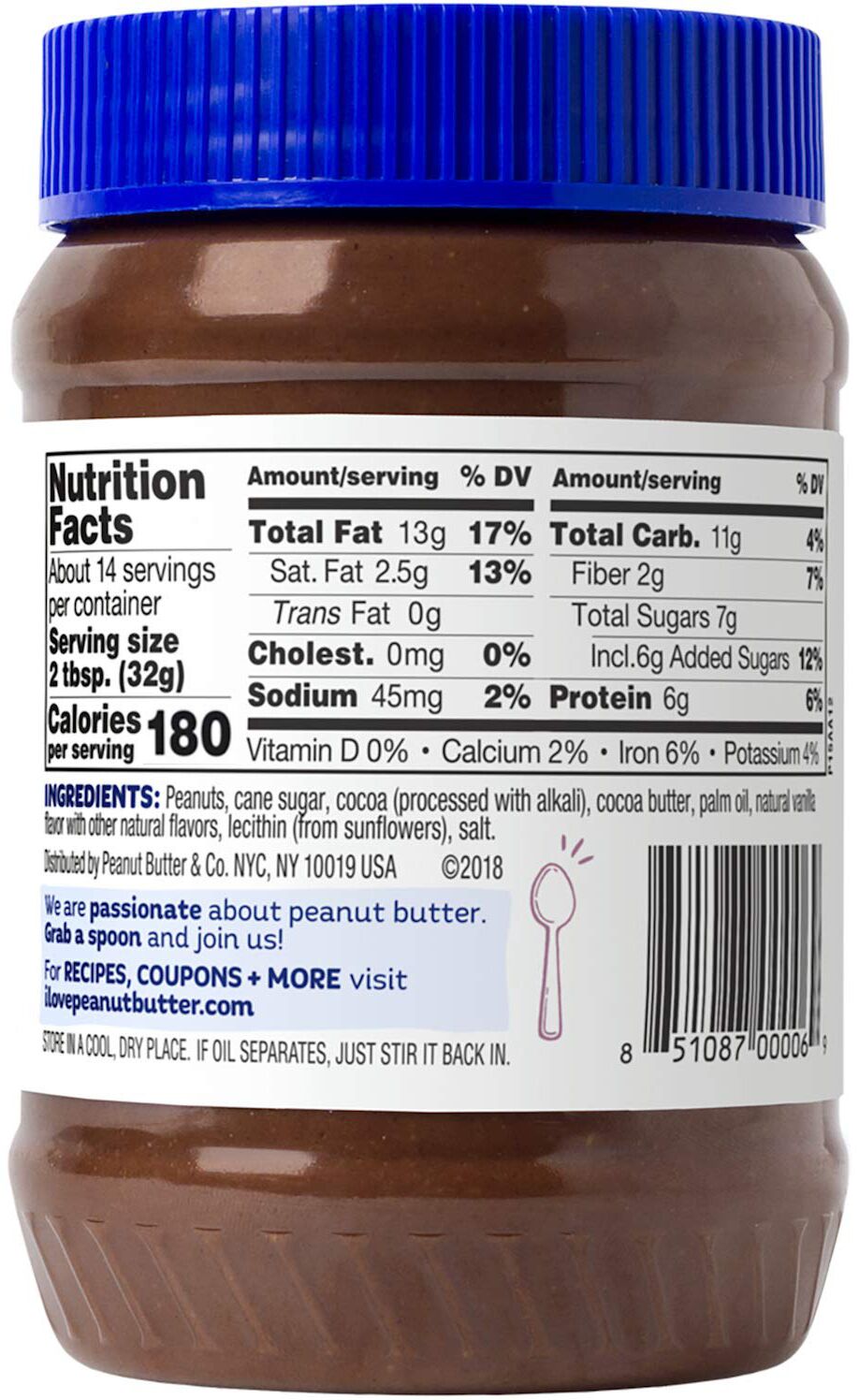 Peanut Butter & Co. Peanut Butter, Dark Chocolatey Dreams 16 oz. - High-quality Nuts, Seeds and Fruits by Peanut Butter & Co. at BariatricPal Store