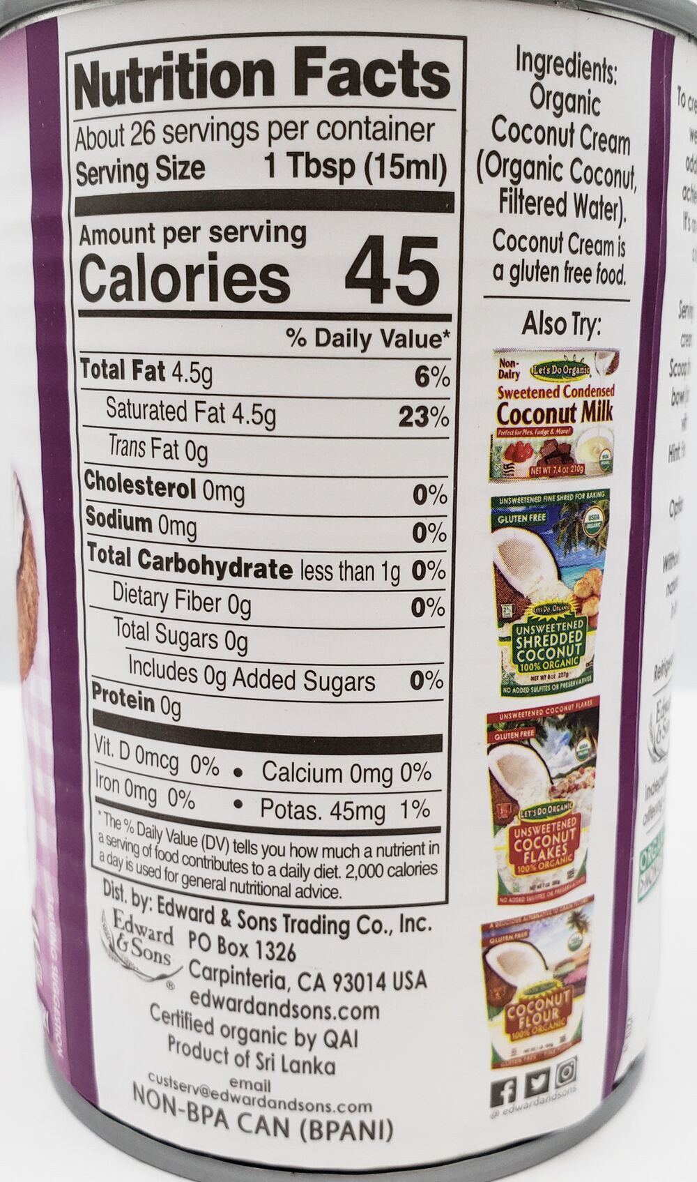 Let's Do Organic Organic Heavy Coconut Cream 13.5 oz. - High-quality Baking Products by Let's Do Organic at BariatricPal Store
