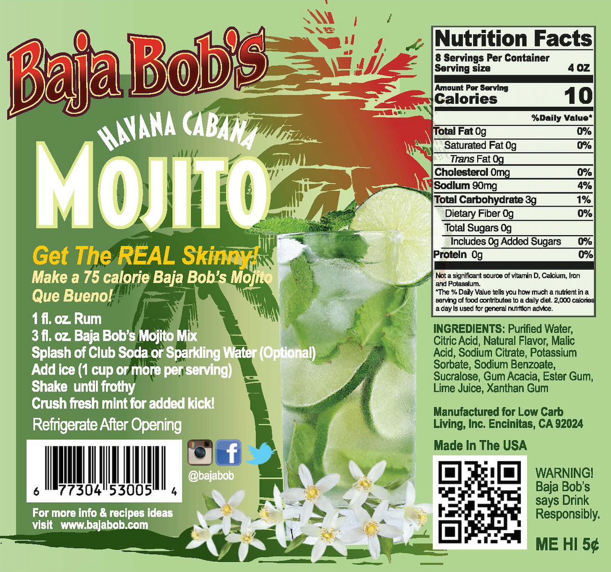 Baja Bob's Mojito Mix - Havana Cabana 32 fl oz - High-quality beverage by Baja Bob's at BariatricPal Store