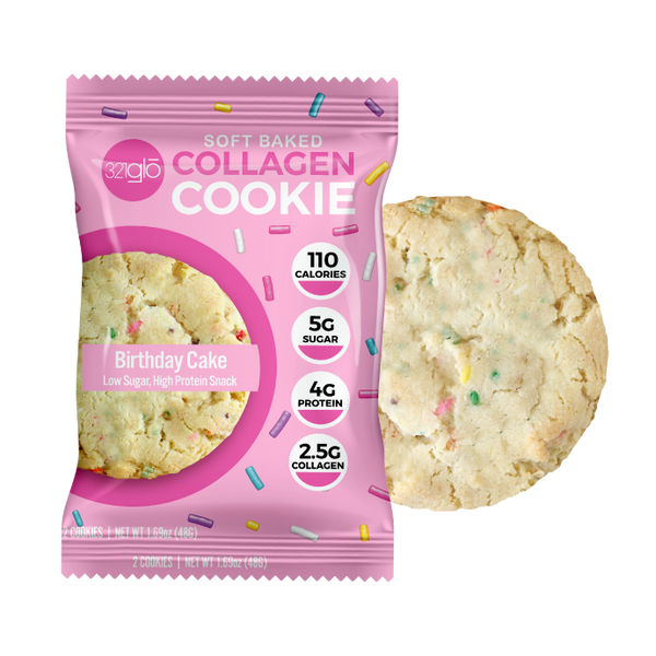 321Glo Soft Baked Collagen Cookies - Birthday Cake - High-quality Cakes & Cookies by 321Glo at 