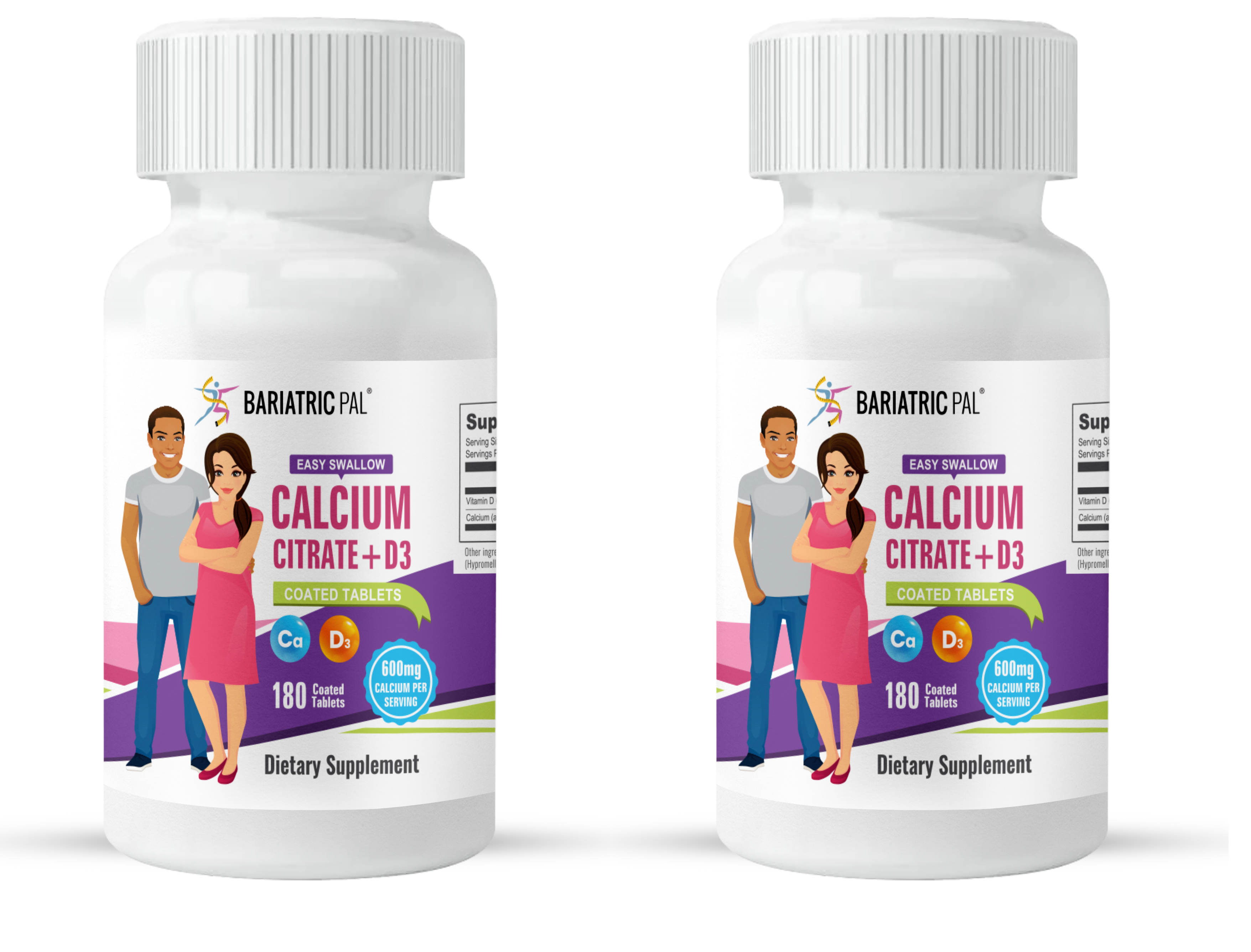 BariatricPal Easy Swallow Calcium Citrate (600mg) and D3 Coated Tablets - NEW! - High-quality Calcium by BariatricPal at BariatricPal Store