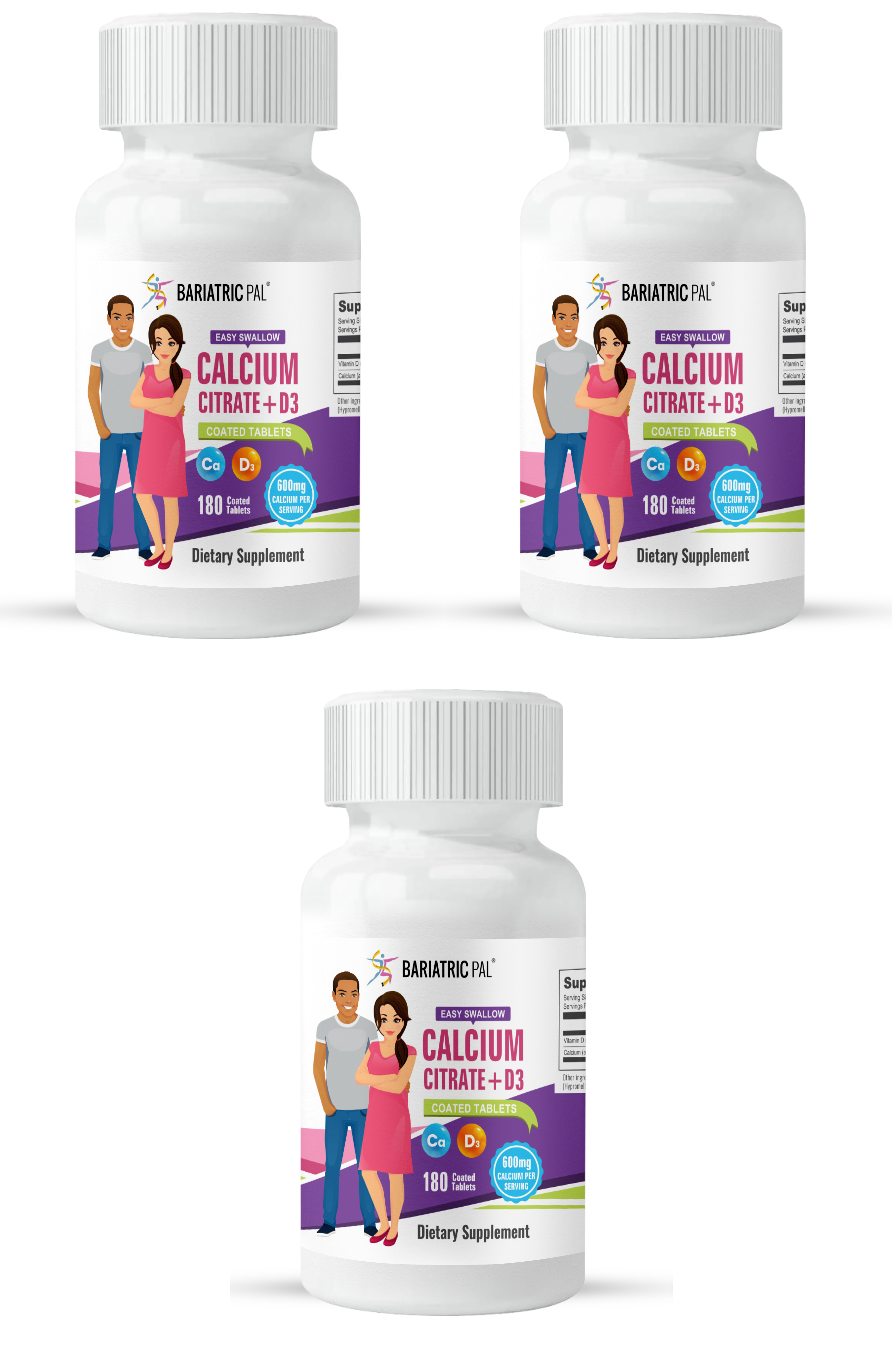 BariatricPal Easy Swallow Calcium Citrate (600mg) and D3 Coated Tablets - NEW! - High-quality Calcium by BariatricPal at BariatricPal Store