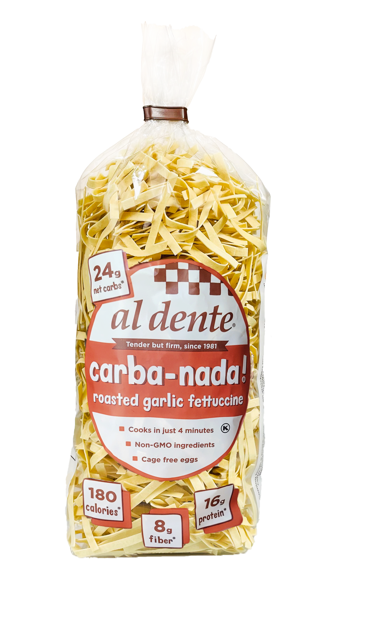 Carba-Nada Reduced Carb Pasta by Al Dente Pasta Company - Roasted Garlic Fettuccine (10 oz) - High-quality Pasta by Carba-Nada at 