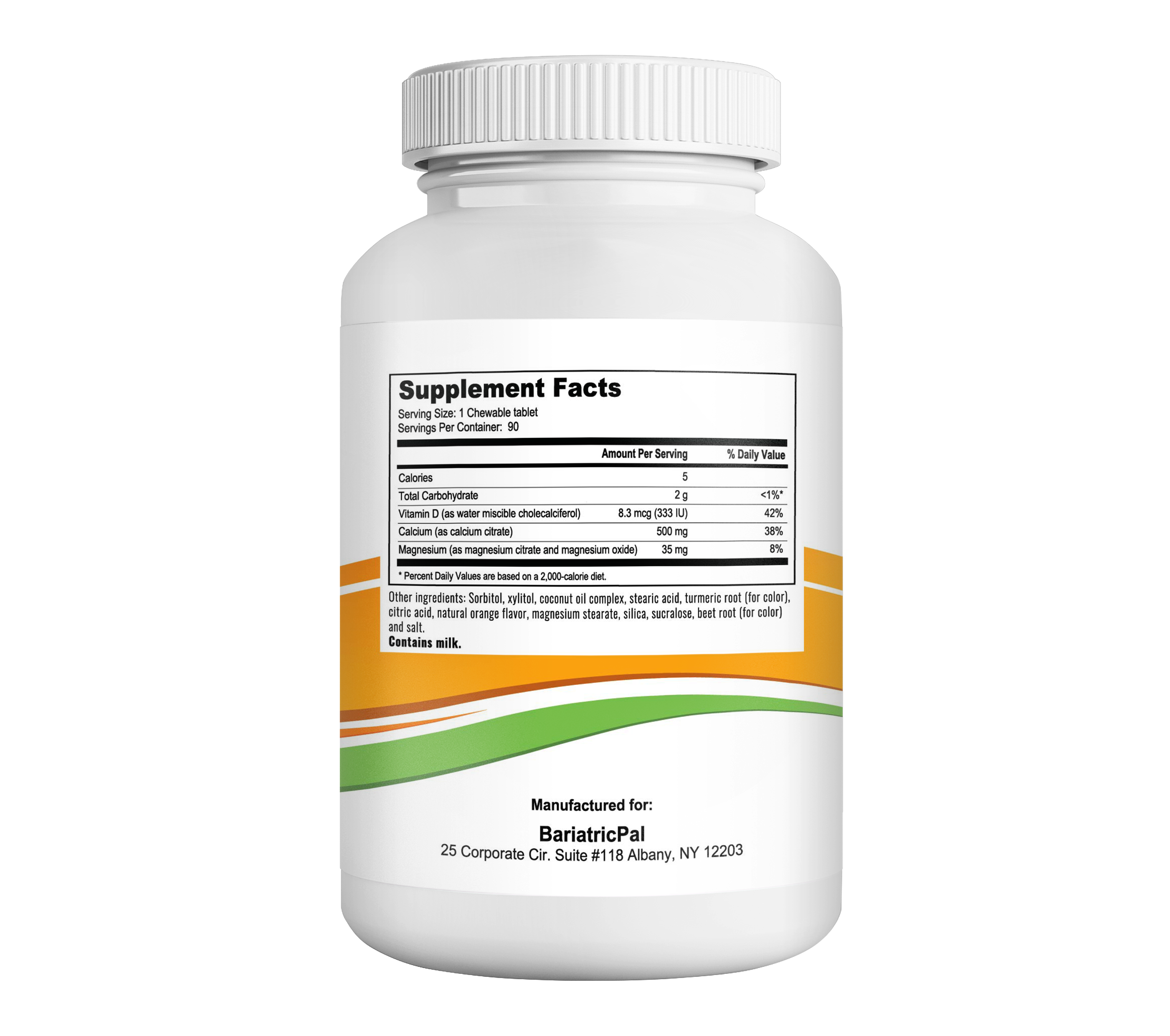 BariatricPal Calcium Citrate 500mg Chewable Tablets - Orange (Brand New!) - High-quality Calcium by BariatricPal at BariatricPal Store