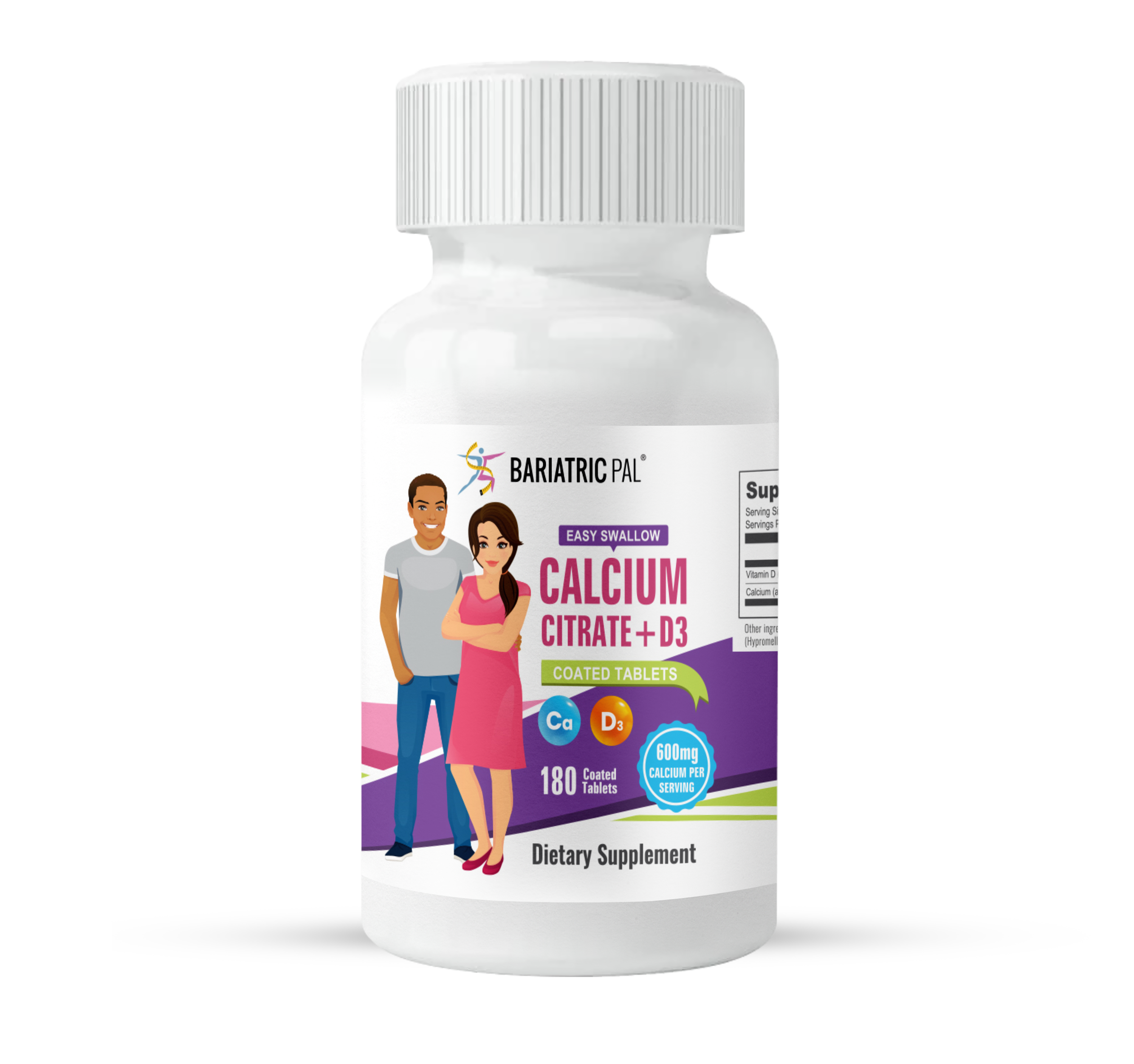 BariatricPal Easy Swallow Calcium Citrate (600mg) and D3 Coated Tablets - NEW! - High-quality Calcium by BariatricPal at BariatricPal Store