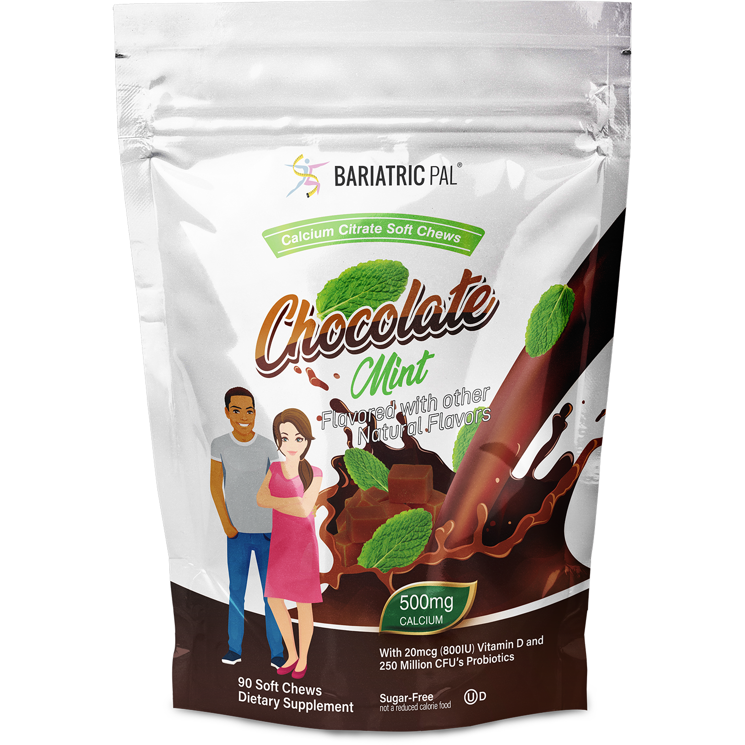 BariatricPal Sugar-Free Calcium Citrate Soft Chews 500mg with Probiotics - Chocolate Mint - High-quality Calcium by BariatricPal at BariatricPal Store