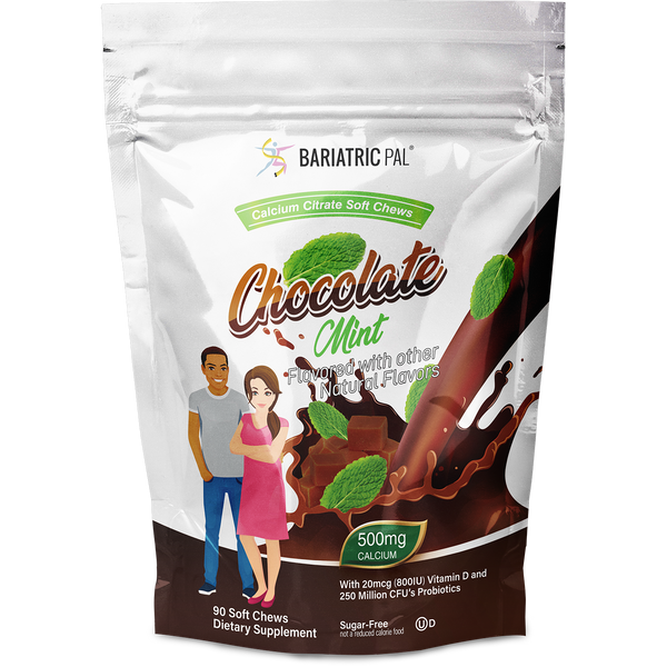 BariatricPal Sugar-Free Calcium Citrate Soft Chews 500mg with Probiotics - Chocolate Mint - High-quality Calcium by BariatricPal at 