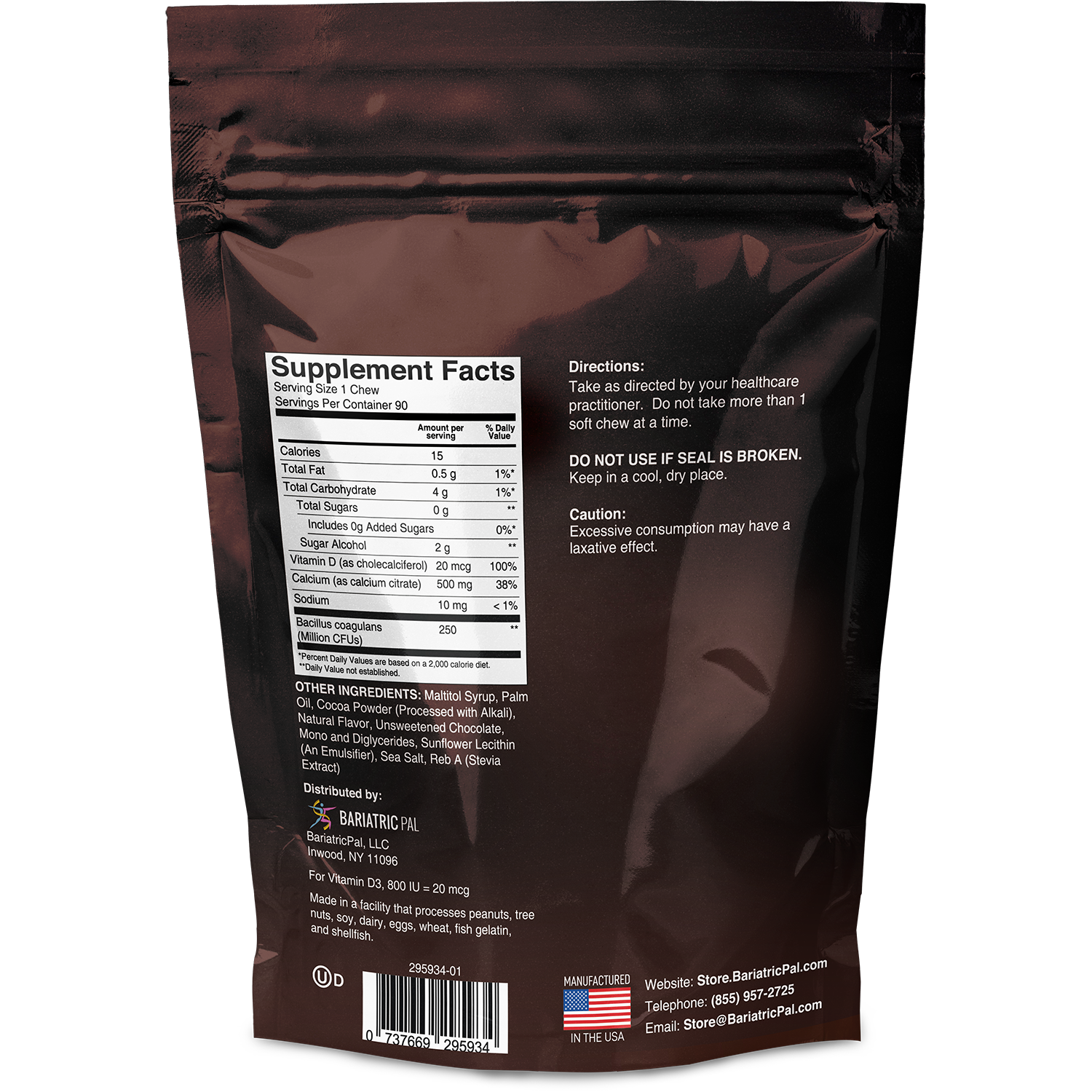 BariatricPal Sugar-Free Calcium Citrate Soft Chews 500mg with Probiotics - Chocolate Mint - High-quality Calcium by BariatricPal at BariatricPal Store