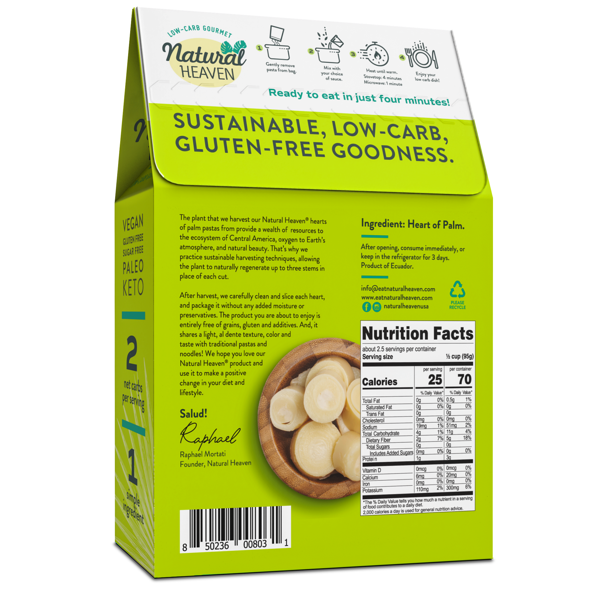 Veggie Pasta Hearts of Palm Noodles by Natural Heaven - Spaghetti - High-quality Pasta by Natural Heaven at BariatricPal Store