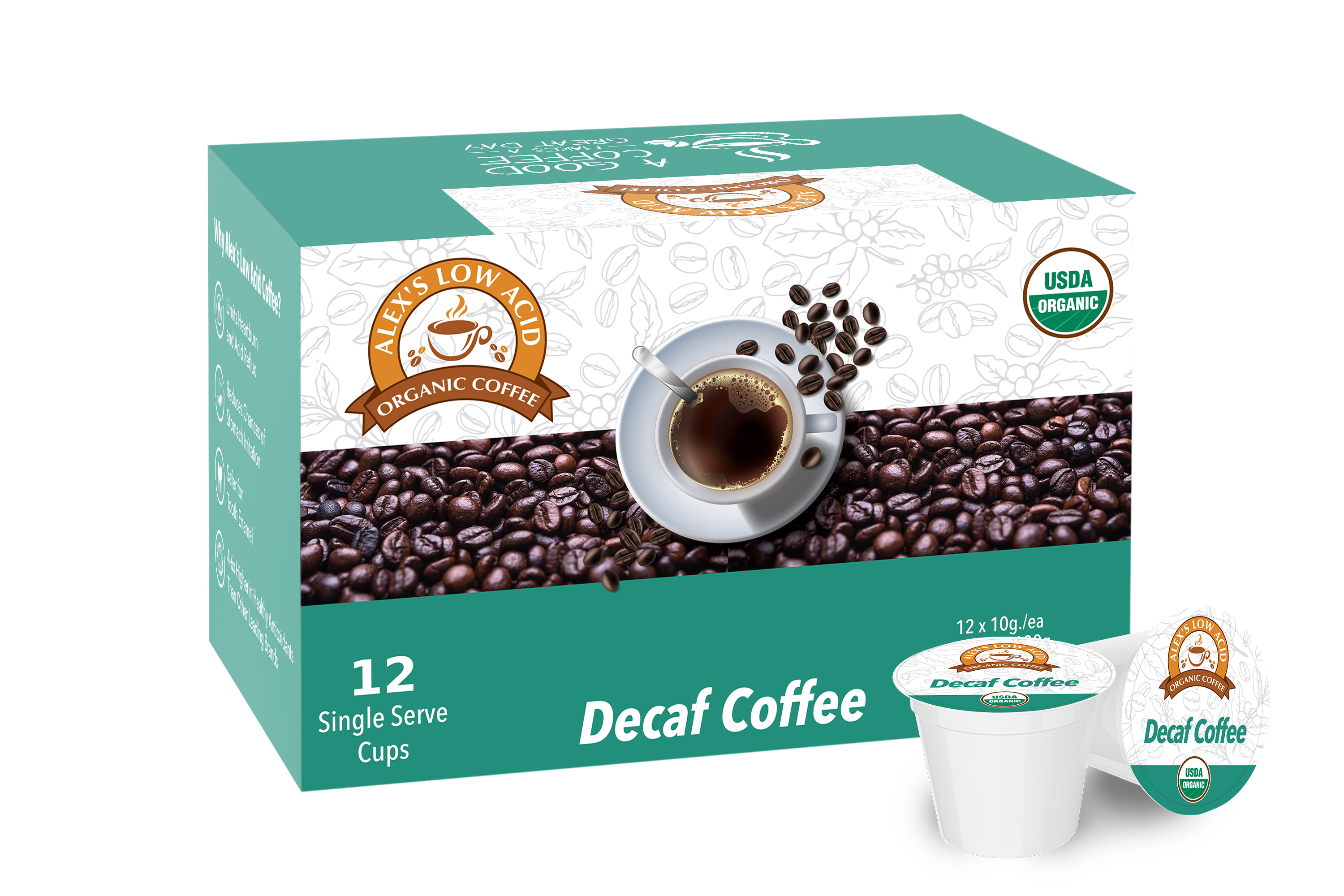 Alex's Low Acid Organic Coffee™ K-Cups - Decaf - High-quality Coffee by Alex's Low Acid Coffee at BariatricPal Store