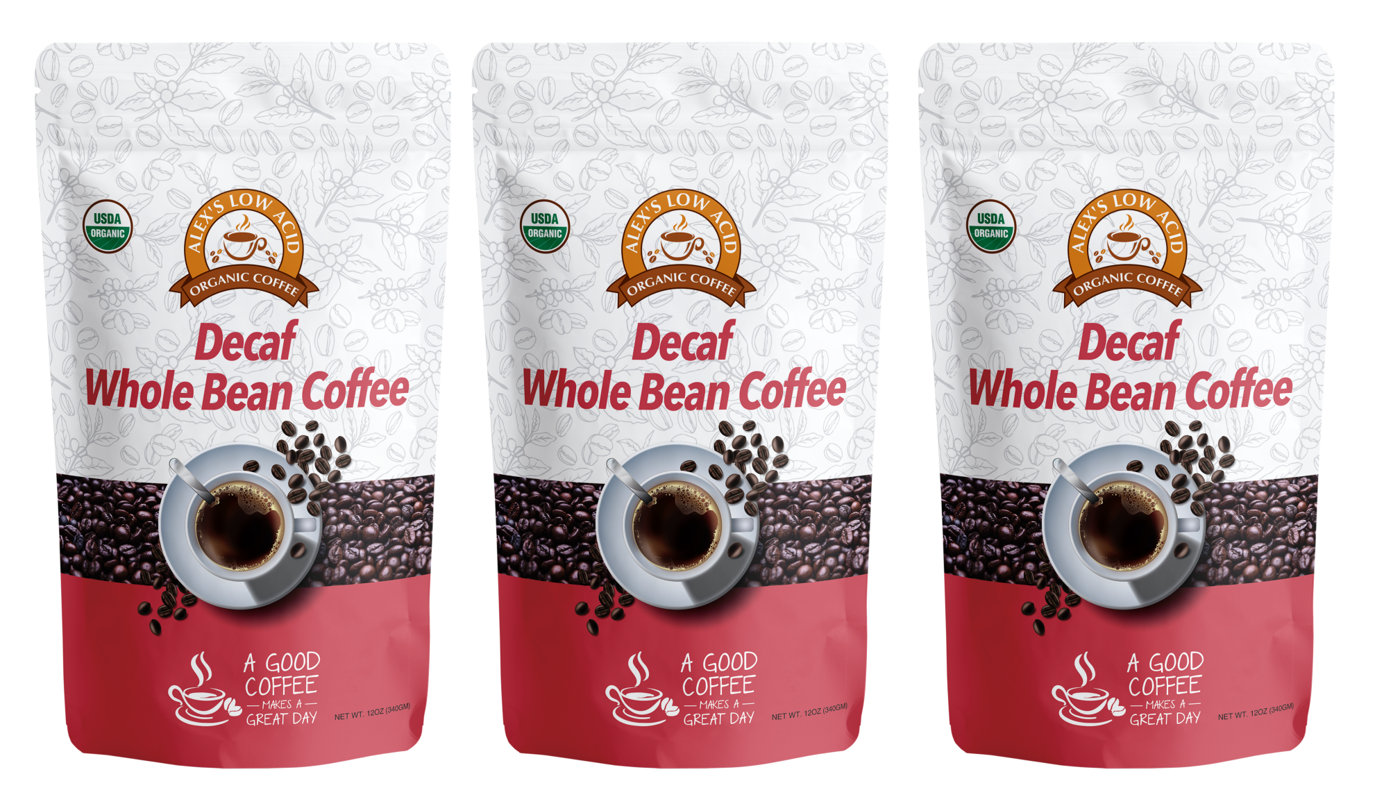 Alex's Low Acid Organic Coffee™ - Decaf Whole Bean (12oz) - High-quality Coffee by Alex's Low Acid Coffee at 