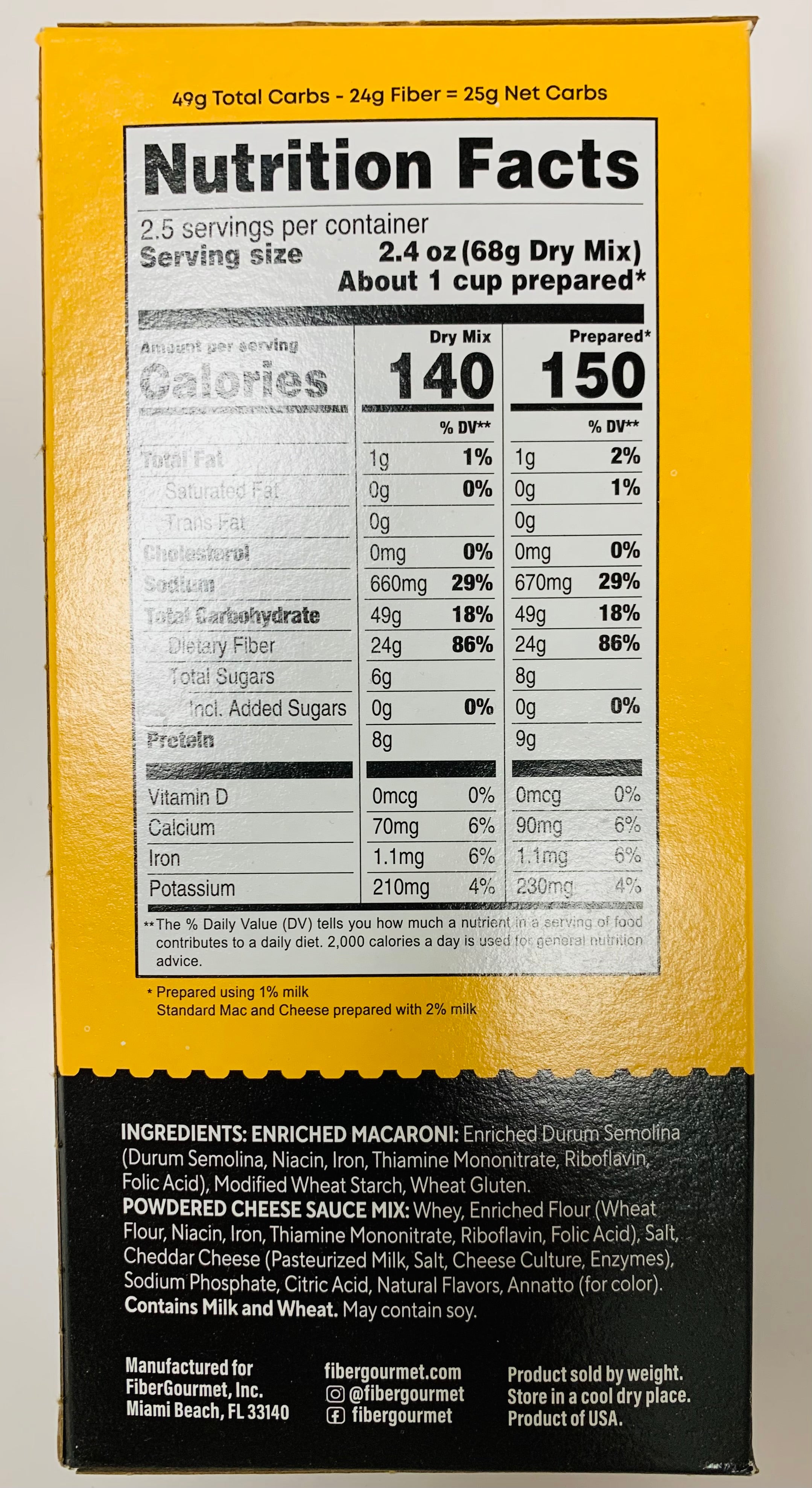 Fiber Gourmet Light Macaroni and Cheese 6 oz - High-quality Pasta by Fiber Gourmet at BariatricPal Store