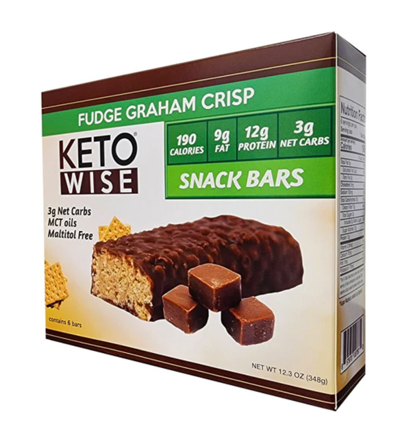 Keto Wise Snack Bars - Fudge Graham Crisp 6/Box - High-quality Protein Bars by HealthSmart at 