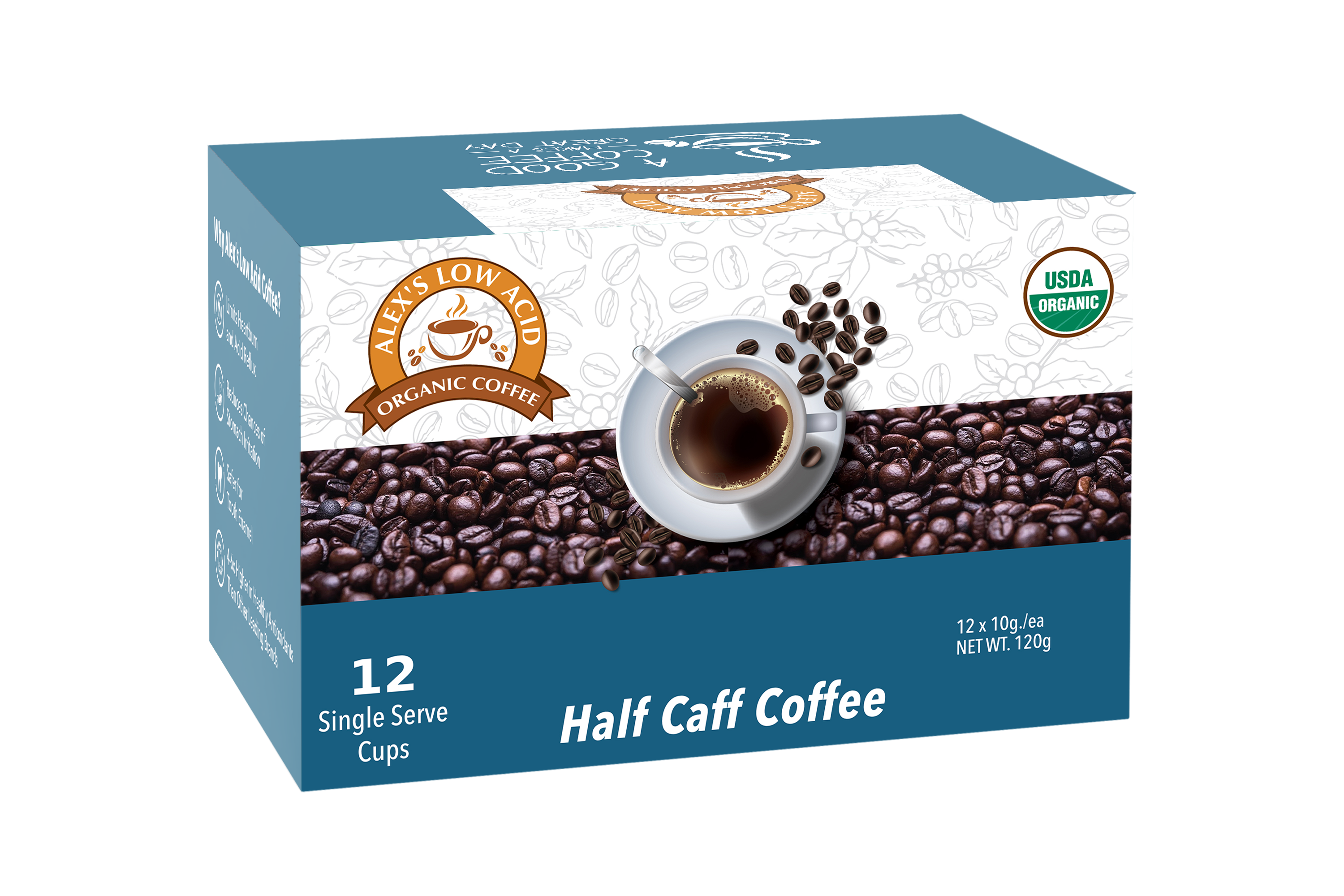 Alex's Low Acid Organic Coffee™ K-Cups - Half Caff - High-quality Coffee by Alex's Low Acid Coffee at BariatricPal Store