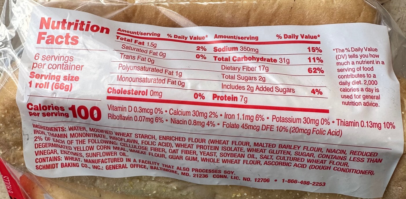 Schmidt / Old Tyme 647 Italian Hoagie 6 rolls - High-quality Bread Products by Schmidt / Old Tyme at BariatricPal Store