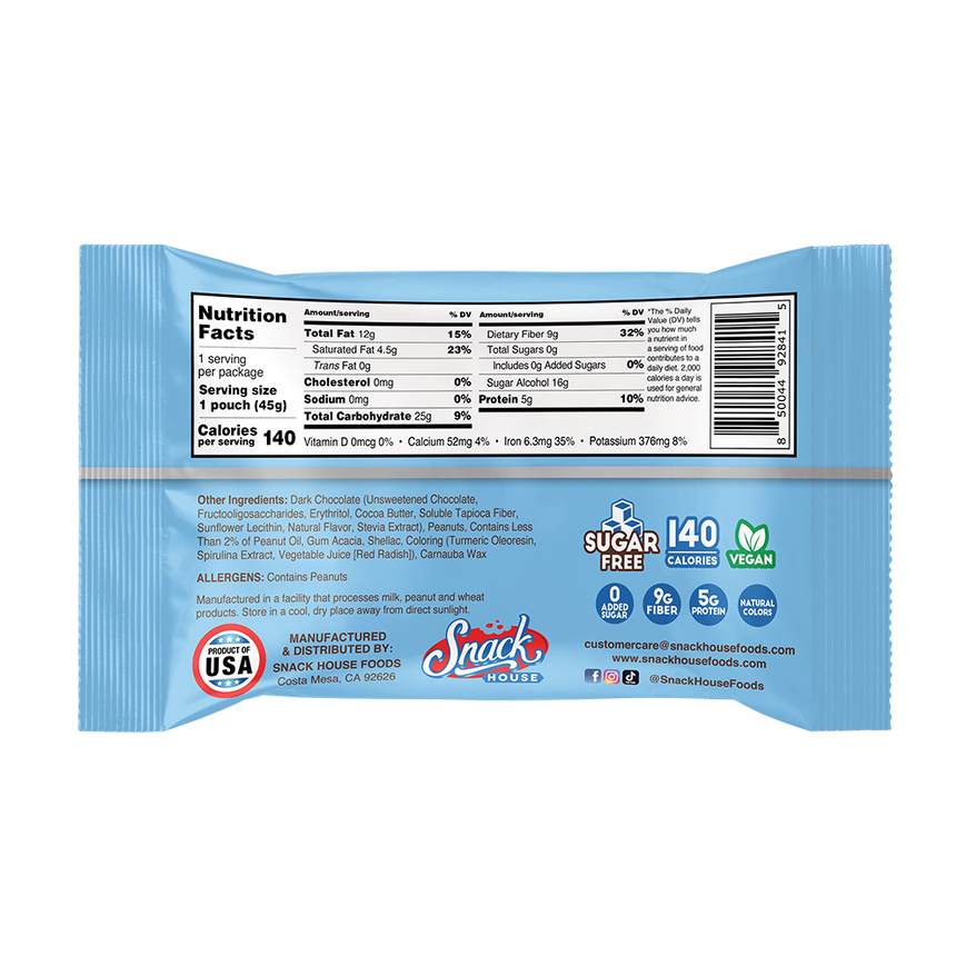 Snack House Daddies Sugar Free Chocolate Candy with Peanuts, 45g(1.59 oz) bag - High-quality Gluten Free by Snack House at BariatricPal Store