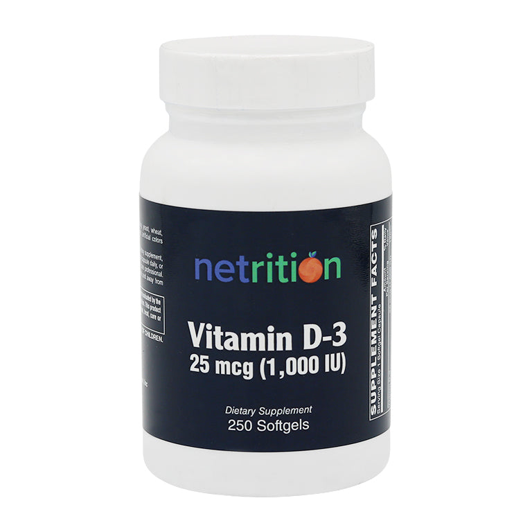 Vitamin D-3 1000IU Softgels 250's by Netrition - High-quality Vitamin D by Netrition at BariatricPal Store