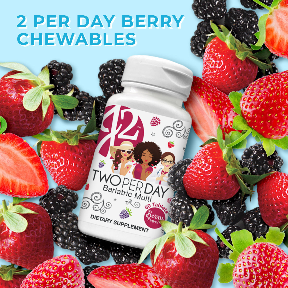 J2 Two per Day Berry Bariatric Chewable Tablets by Bariatric Eating - High-quality Vitamins by Bariatric Eating at BariatricPal Store