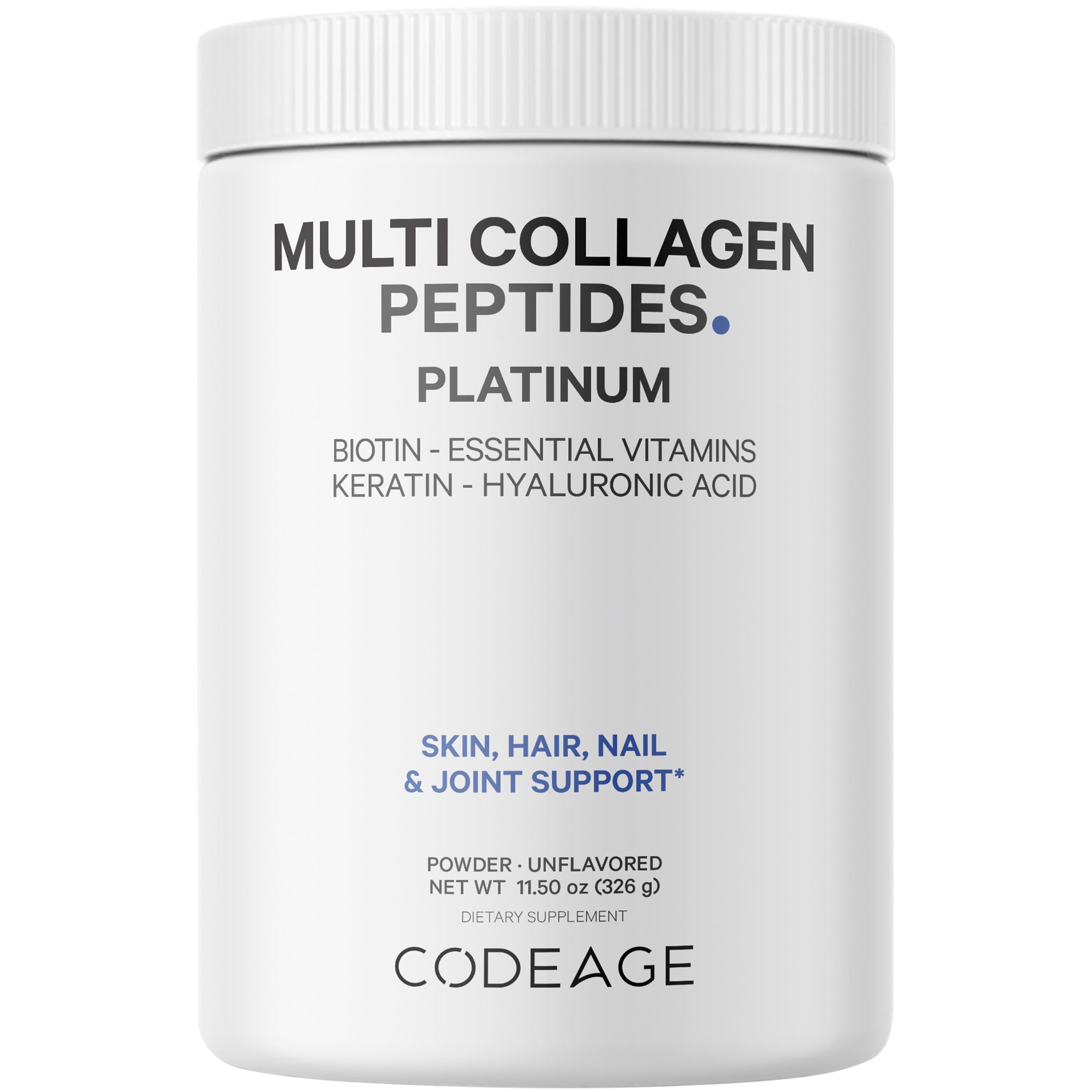 Multi Collagen Peptides Powder with Biotin Keratin Hyaluronic Acid for Hair Skin Nails & Joints by Codeage - High-quality Collagen Supplement by Codeage at 