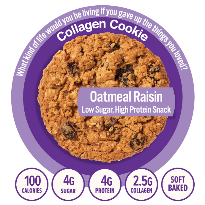321Glo Soft Baked Collagen Cookies - Oatmeal Raisin - High-quality Cakes & Cookies by 321Glo at 