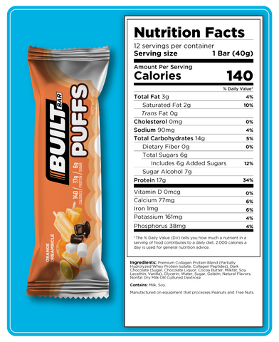Built Bar Protein Puffs - Orange Dreamsicle - High-quality Protein Bars by Built Bar at 