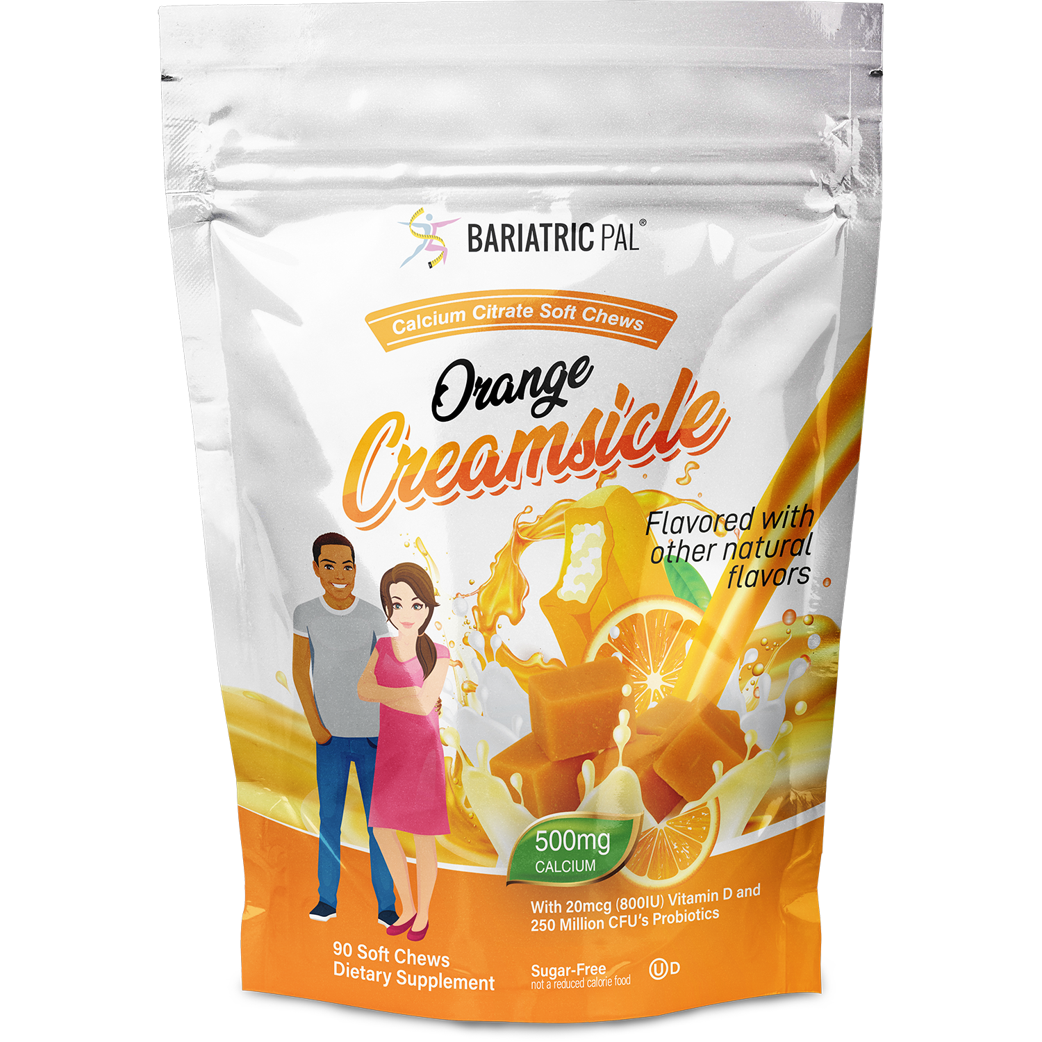 BariatricPal Sugar-Free Calcium Citrate Soft Chews 500mg with Probiotics - Orange Creamsicle - High-quality Calcium by BariatricPal at BariatricPal Store