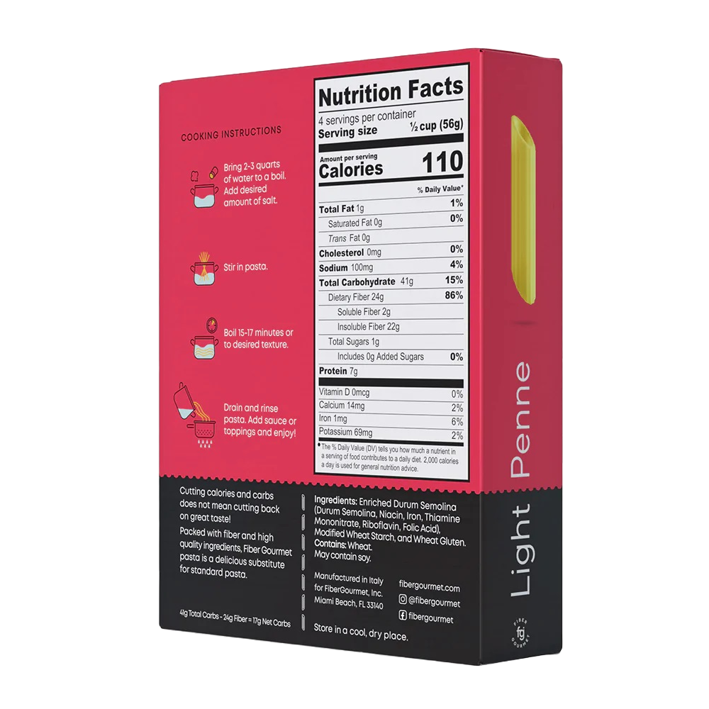 Fiber Gourmet Light Pasta - Penne - High-quality Pasta by Fiber Gourmet at BariatricPal Store
