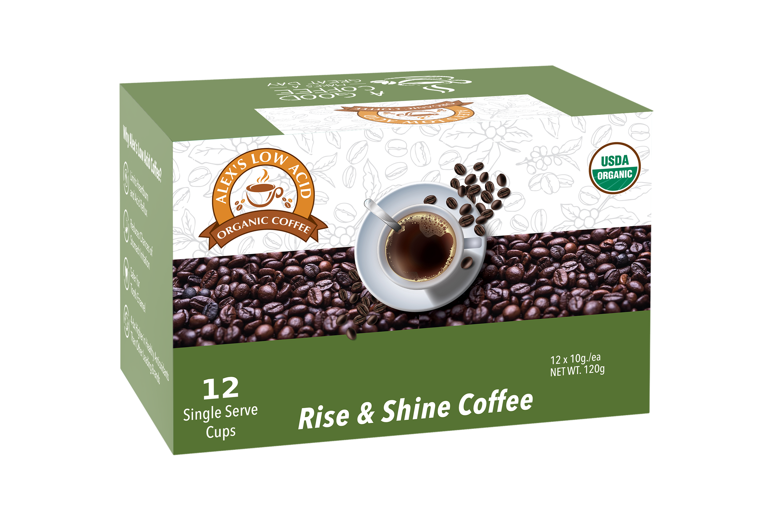 Alex's Low Acid Organic Coffee™ K-Cups - Rise & Shine - High-quality Coffee by Alex's Low Acid Coffee at BariatricPal Store
