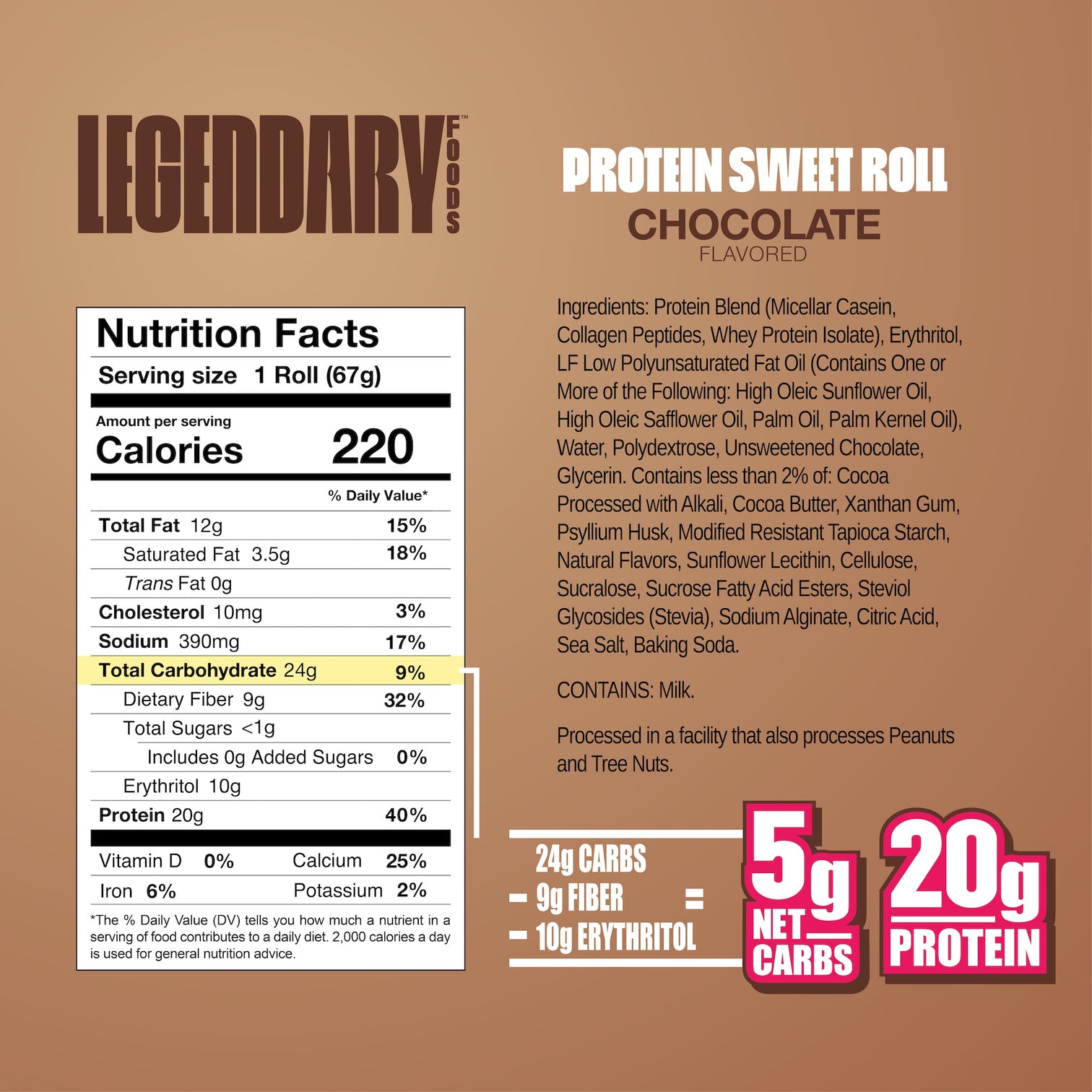 Protein Sweet Roll by Legendary Foods - Chocolate - High-quality Cakes & Cookies by Legendary Foods at BariatricPal Store