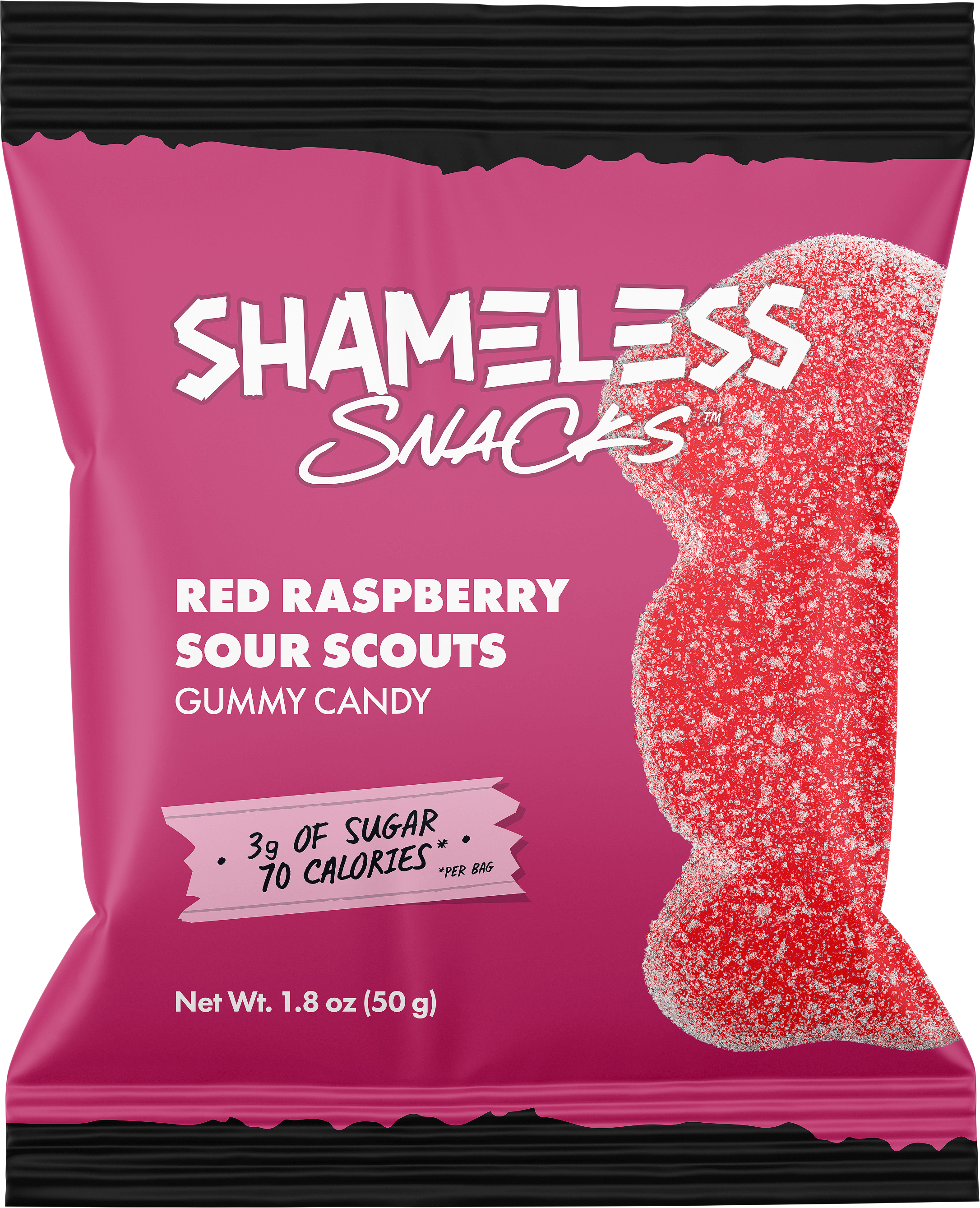 Gummy Candy by Shameless Snacks - Red Raspberry Sour Scouts - High-quality Candies by Shameless Snacks at 