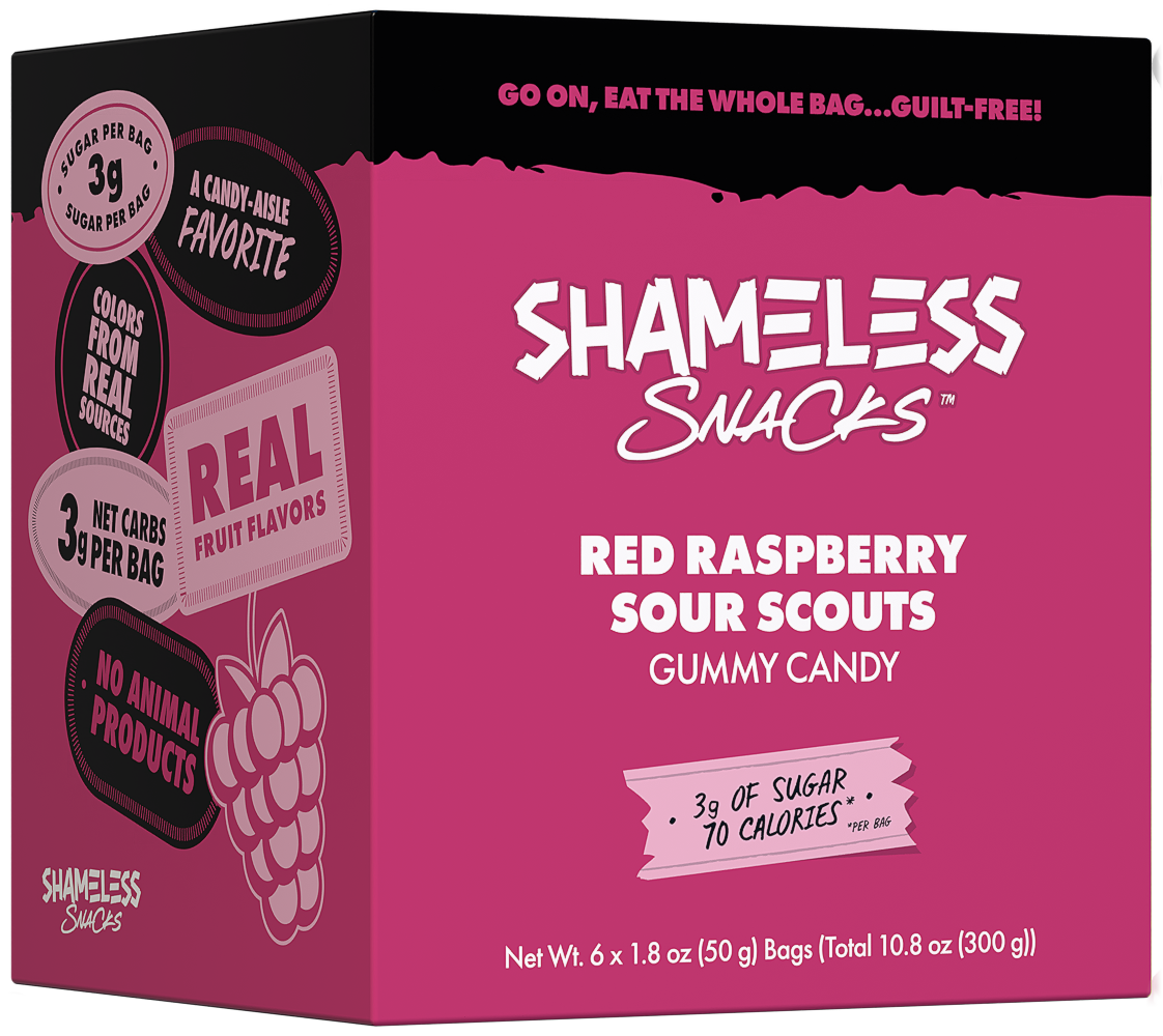 Gummy Candy by Shameless Snacks - Red Raspberry Sour Scouts - High-quality Candies by Shameless Snacks at 