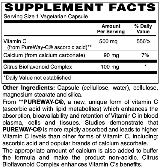 Pureway Vitamin C 500Mg Caps 120's by Netrition - High-quality Vitamin C by Netrition at BariatricPal Store