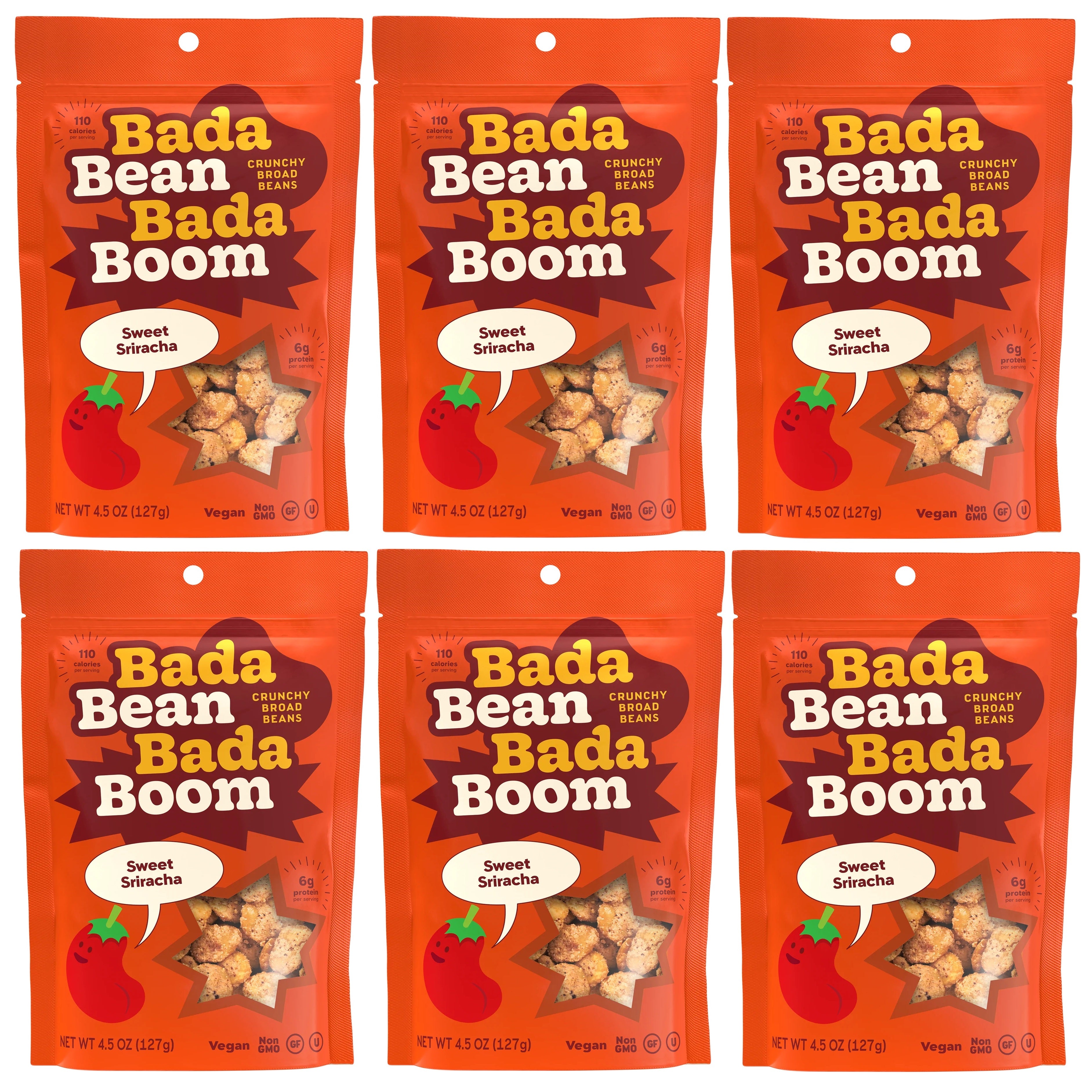 Enlightened Crunchy Broad Beans - Sweet Sriracha (4.5 oz) - High-quality Roasted Broad Bean Crisps by Enlightened at BariatricPal Store